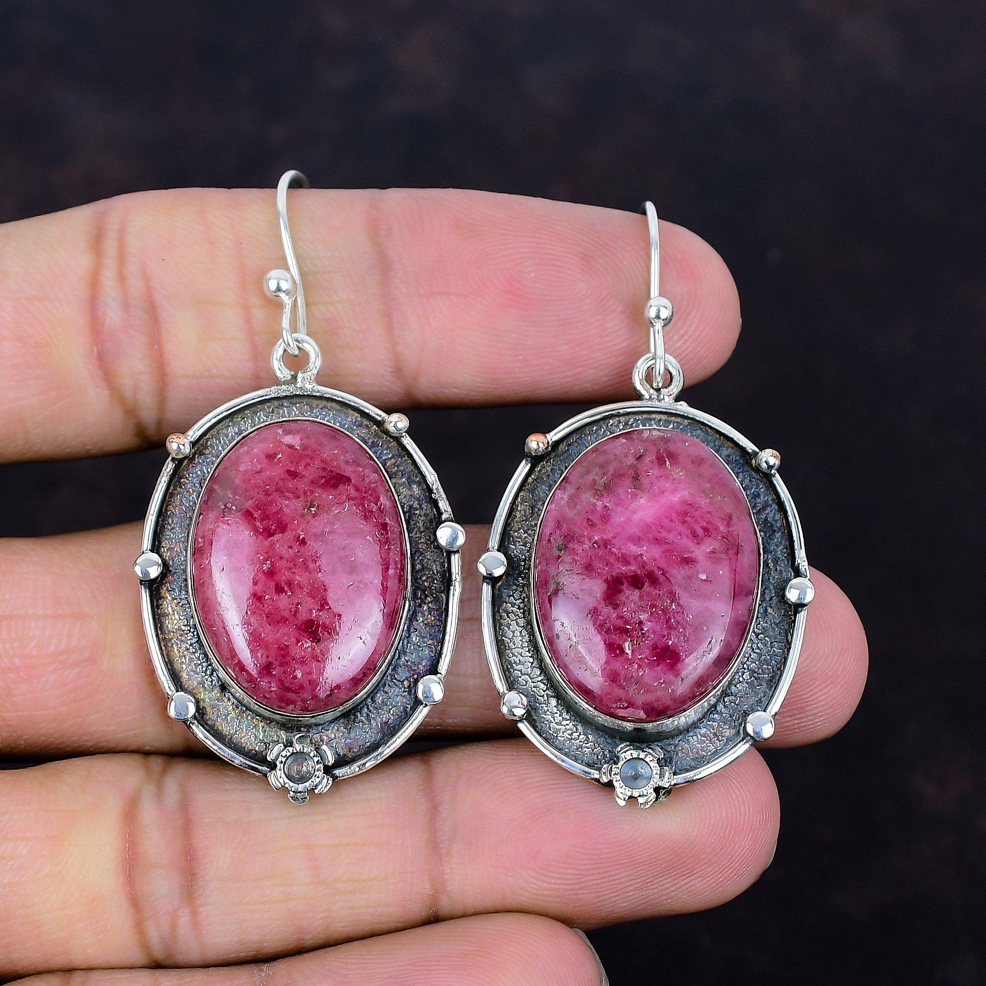 Rhodonite earring 925 sterling silver earring genuine gemstone jewelry handmade earrings dainty earring gifts for her unique design jewelry