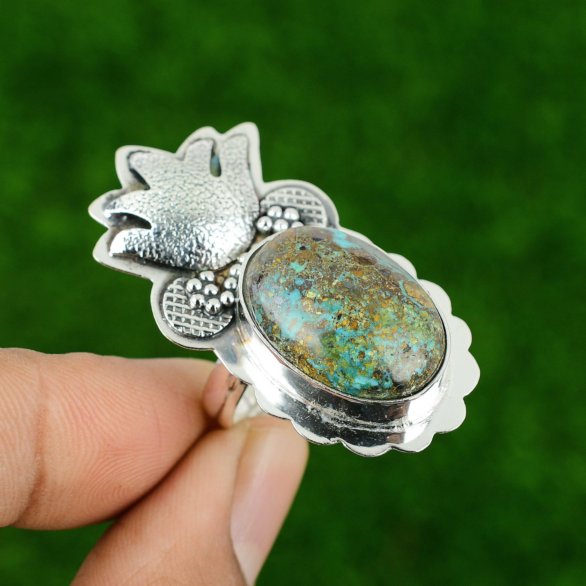 925 Silver Oval Shattuckite Stone Ethnic Birthday Statement Unique Ring Jewelry