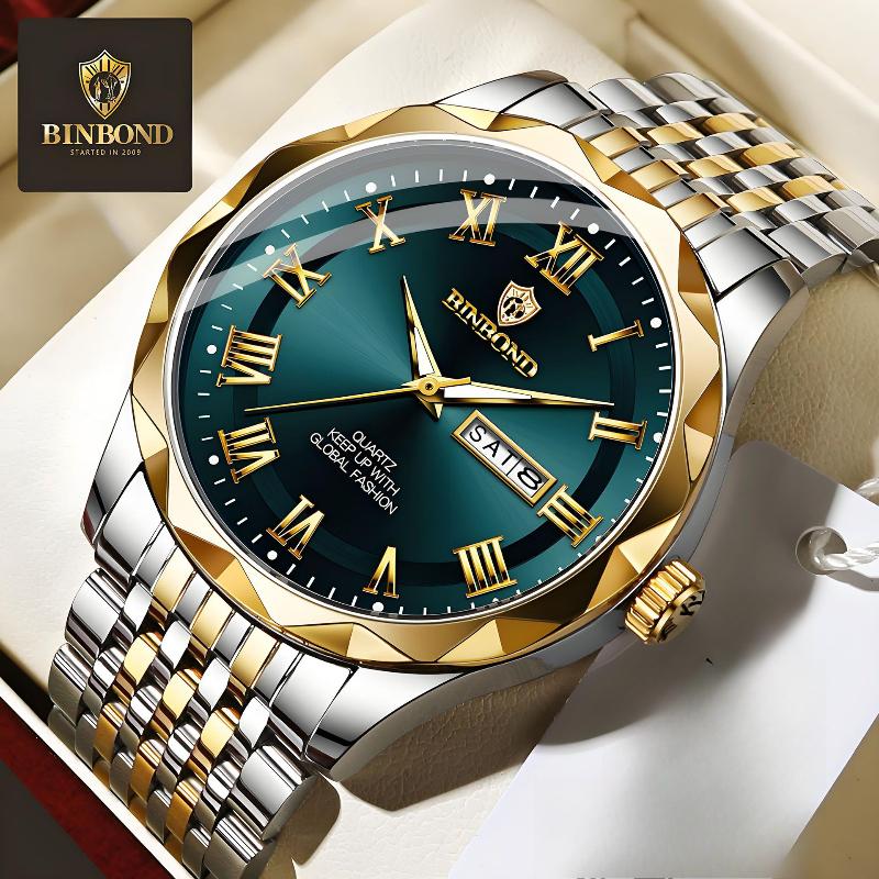 Men's Dual Calendar Dial Quartz Watch Waterproof Luminous Business Watch