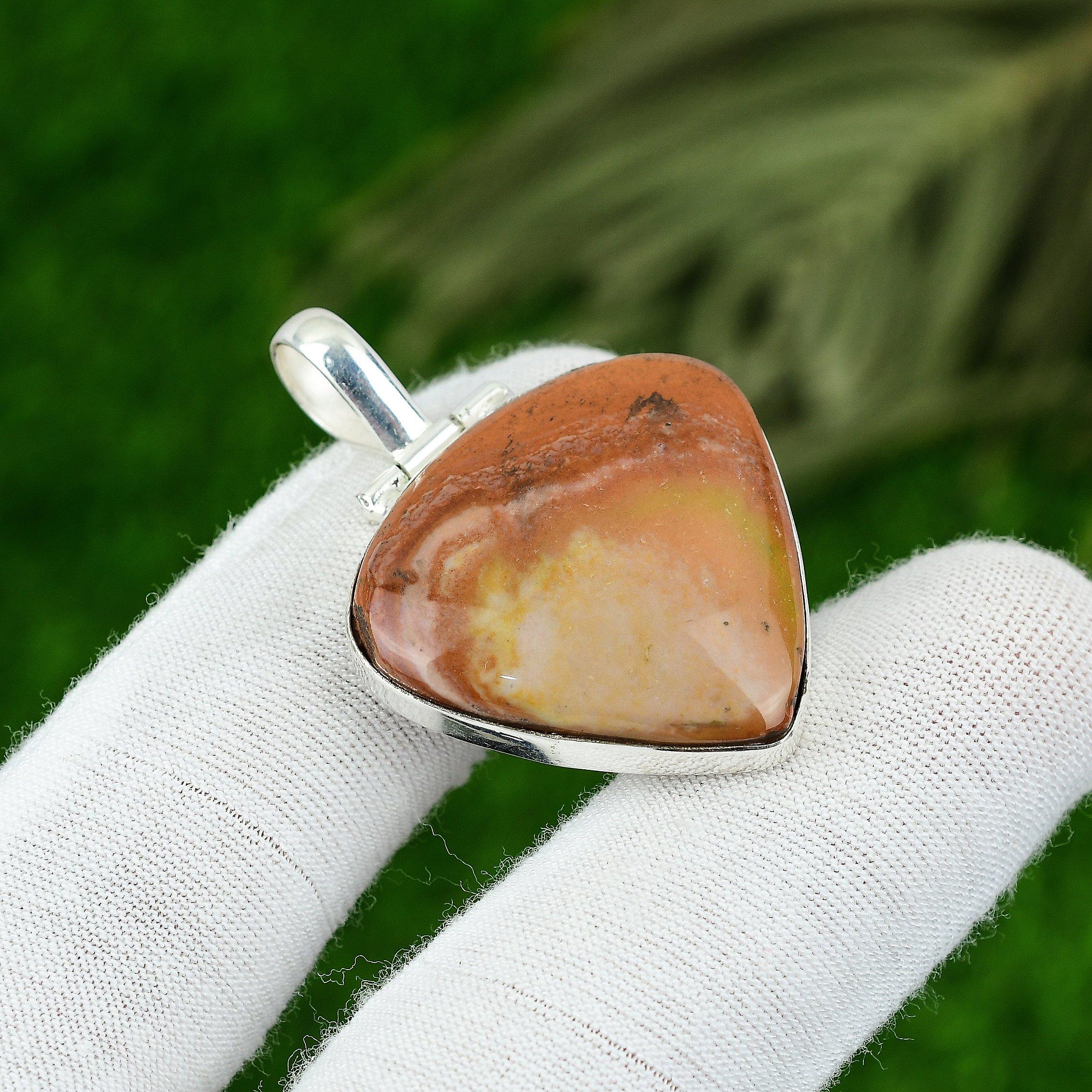 Natural Polychrome Jasper Gemstone Jewelry 925 Sterling Silver Pendant For Women