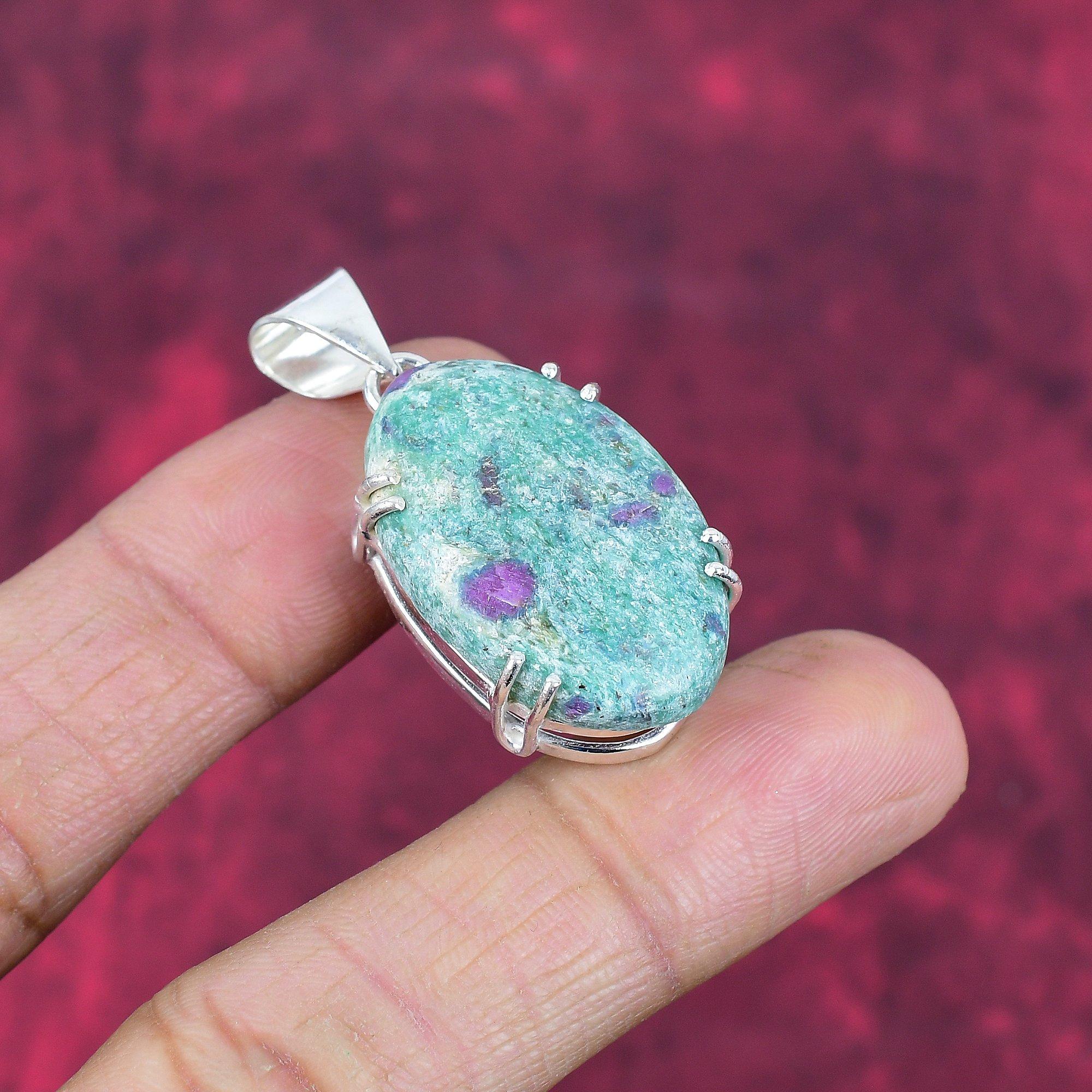 Ruby In Fuchsite 925 Solid Sterling Silver Pendant, Handmade Gemstone Pendant Jewelry, Gifts For Wife Brand New Pendant