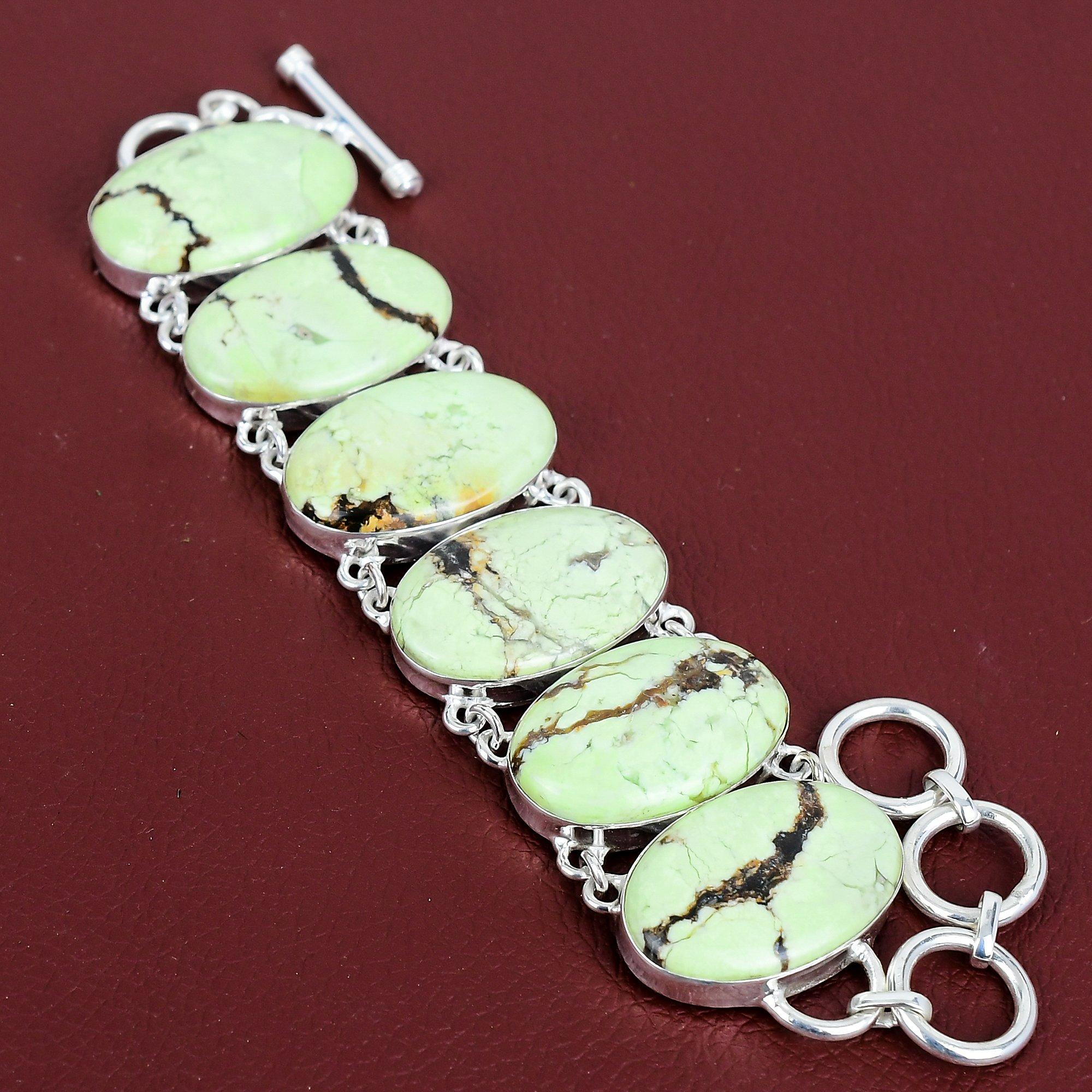 Lemon chrysoprase bracelet gemstone bracelet 925 sterling silver adjustable chain bracelet handmade lemon chrysoprase jewelry gifts for him