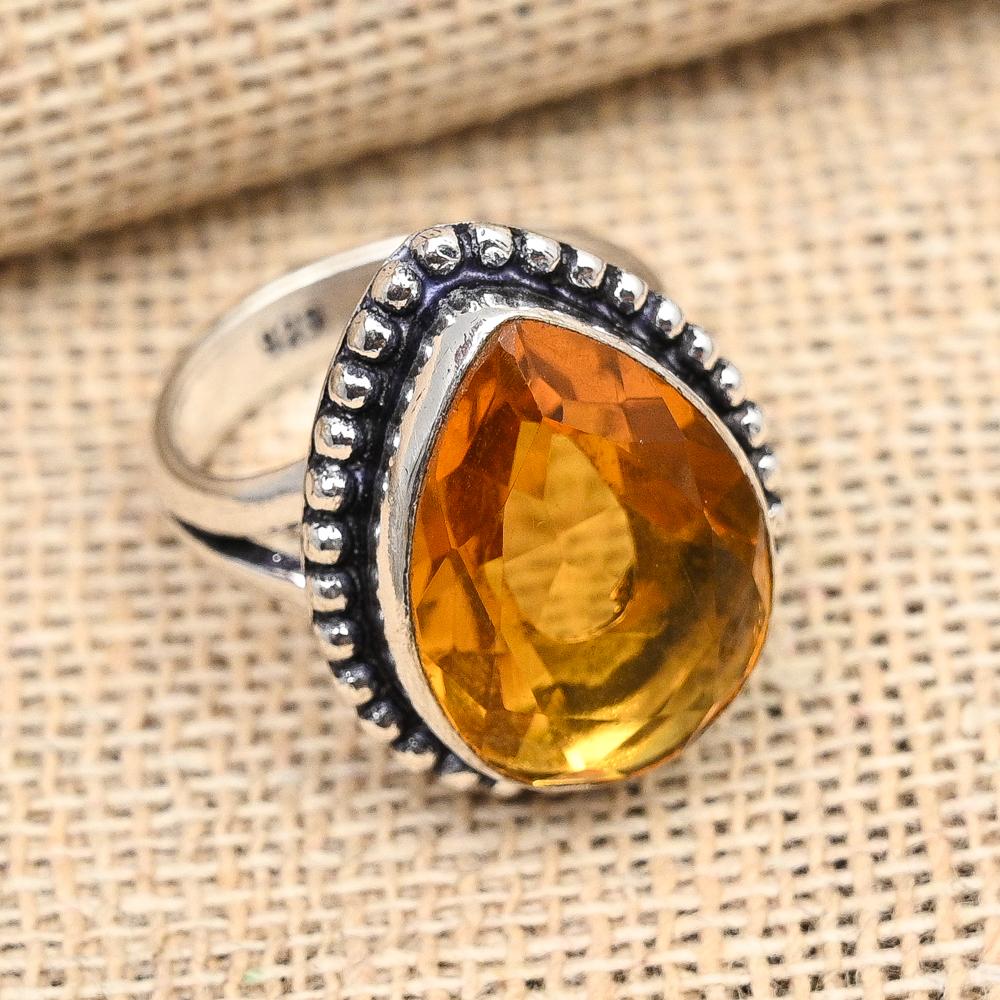 Charming Honey Topaz Gemstone Handmade 925 Sterling Silver Jewelry Ring