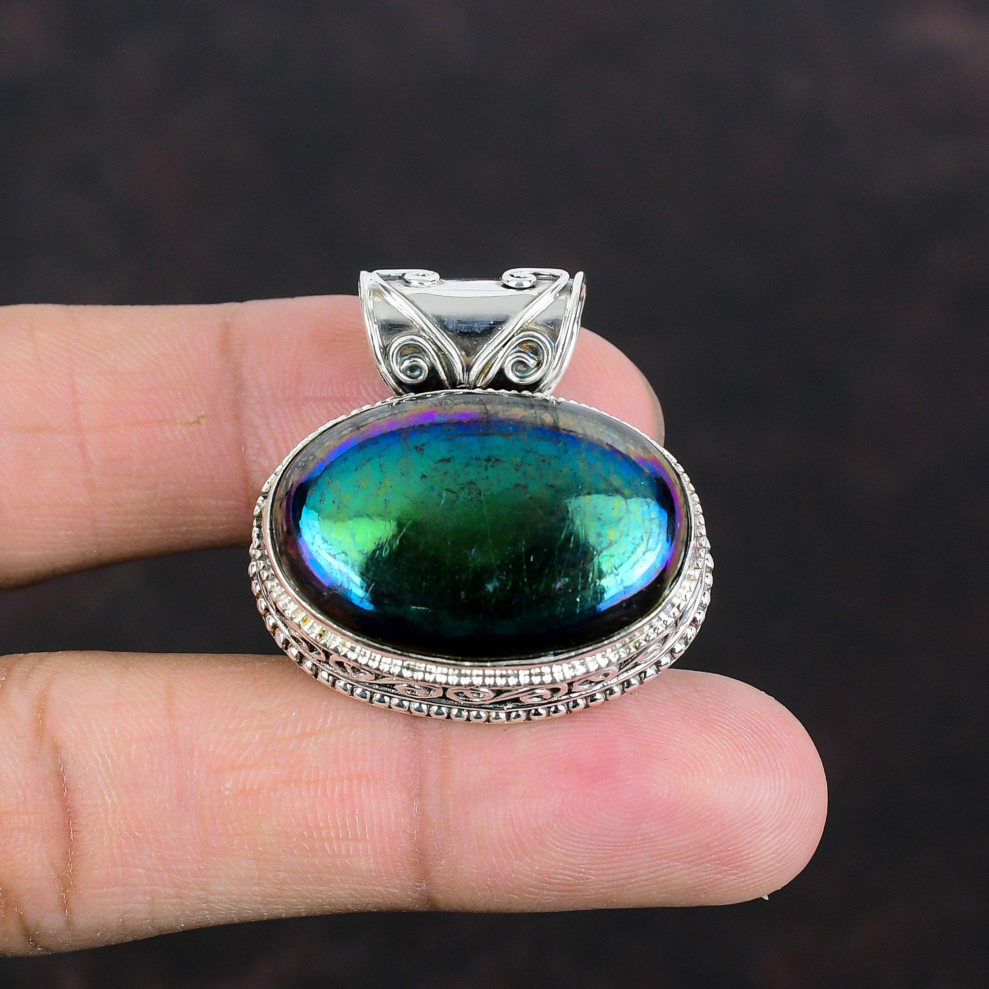 Mystic Fire Labradorite Pendant Natural Gemstone Jewelry 925 Sterling Silver Pendant Handmade Pendant Antique Vintage Jewelry Gifts For Wife