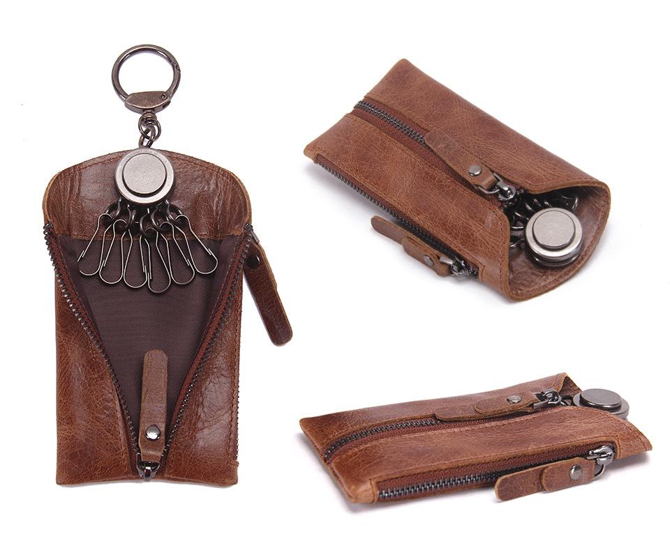 Genuine Leather Key Case Casual Multi-Hook Compact