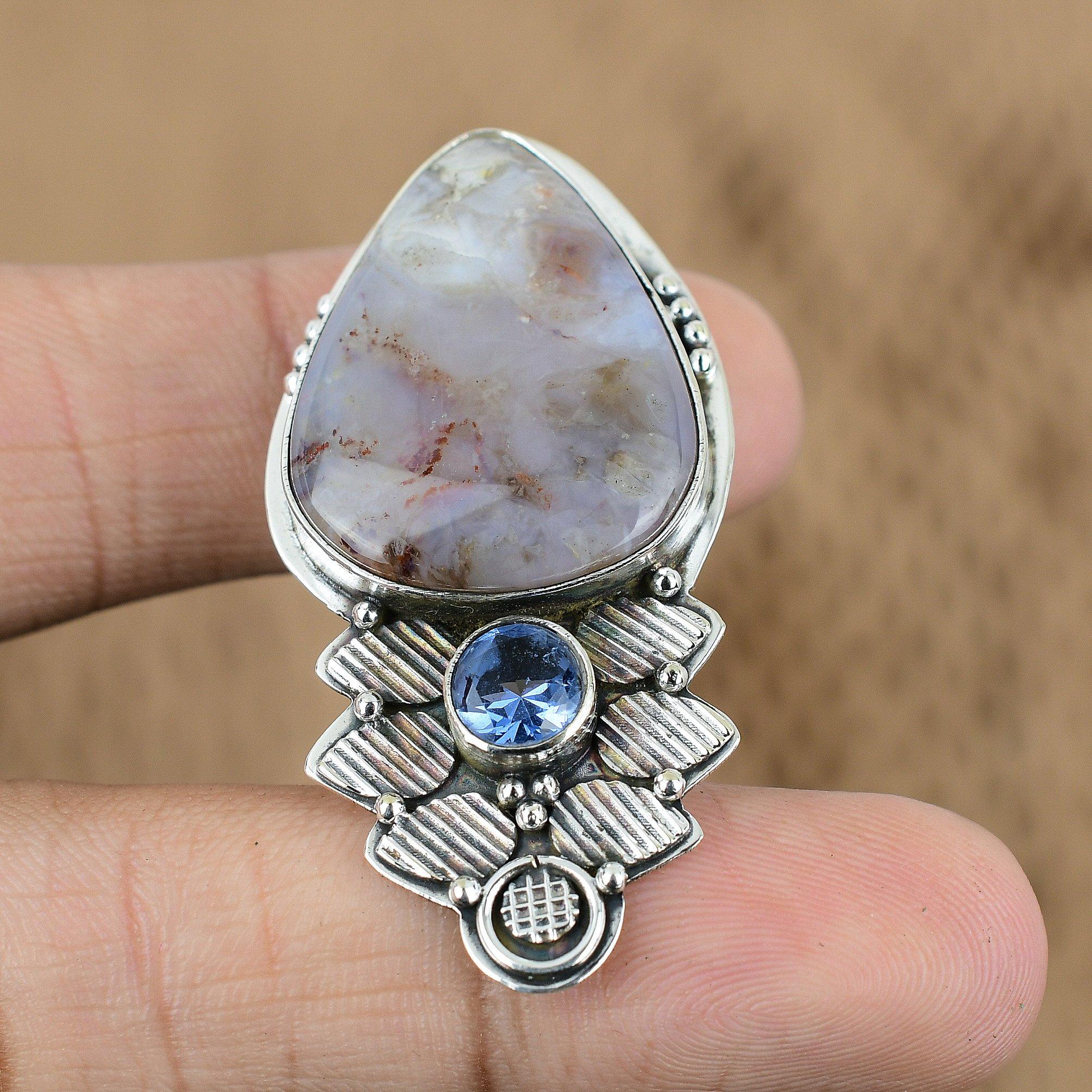 Natural Solar Moss Agate Gemstone Pendant White 925 Sterling Silver Jewelry