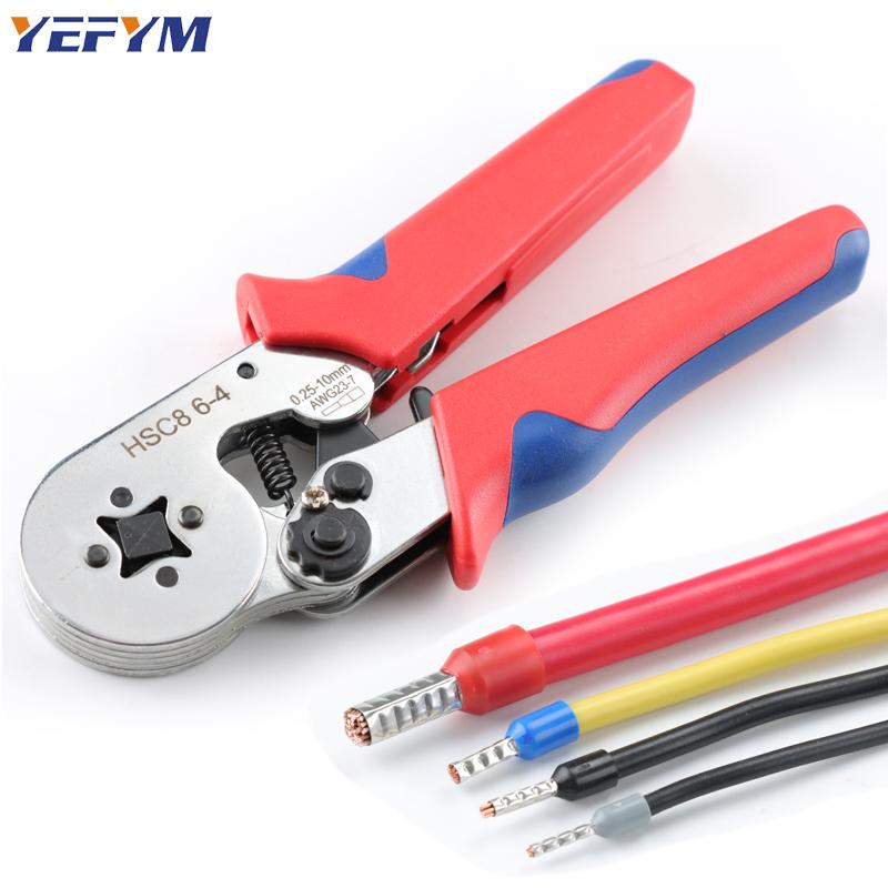 Square Self-Adjustable Crimping Tools for AWG23-7 Bootlace End-Sleeves Ferrule, Ratcheting Wire Crimping Plier,HSC8 6-4