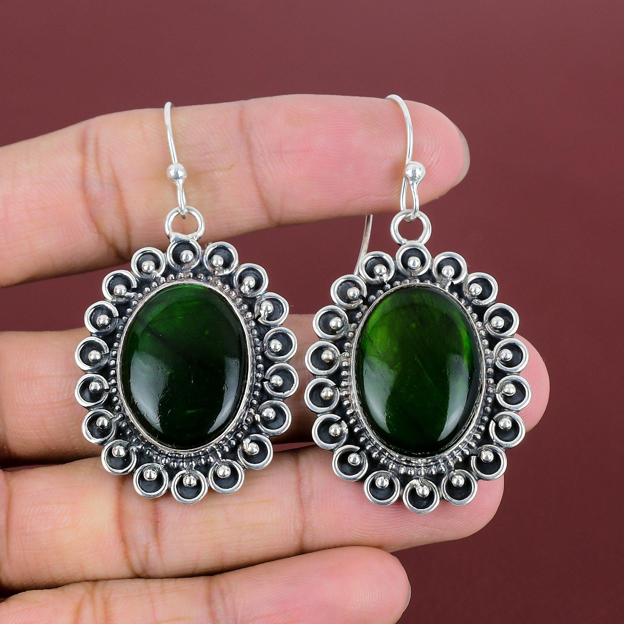 Green Fire Labradorite Earring Gemstone Earring Antique Jewelry 925 Sterling Silver Earring Handmade Jewelry Gift For Friend Stylish Earring