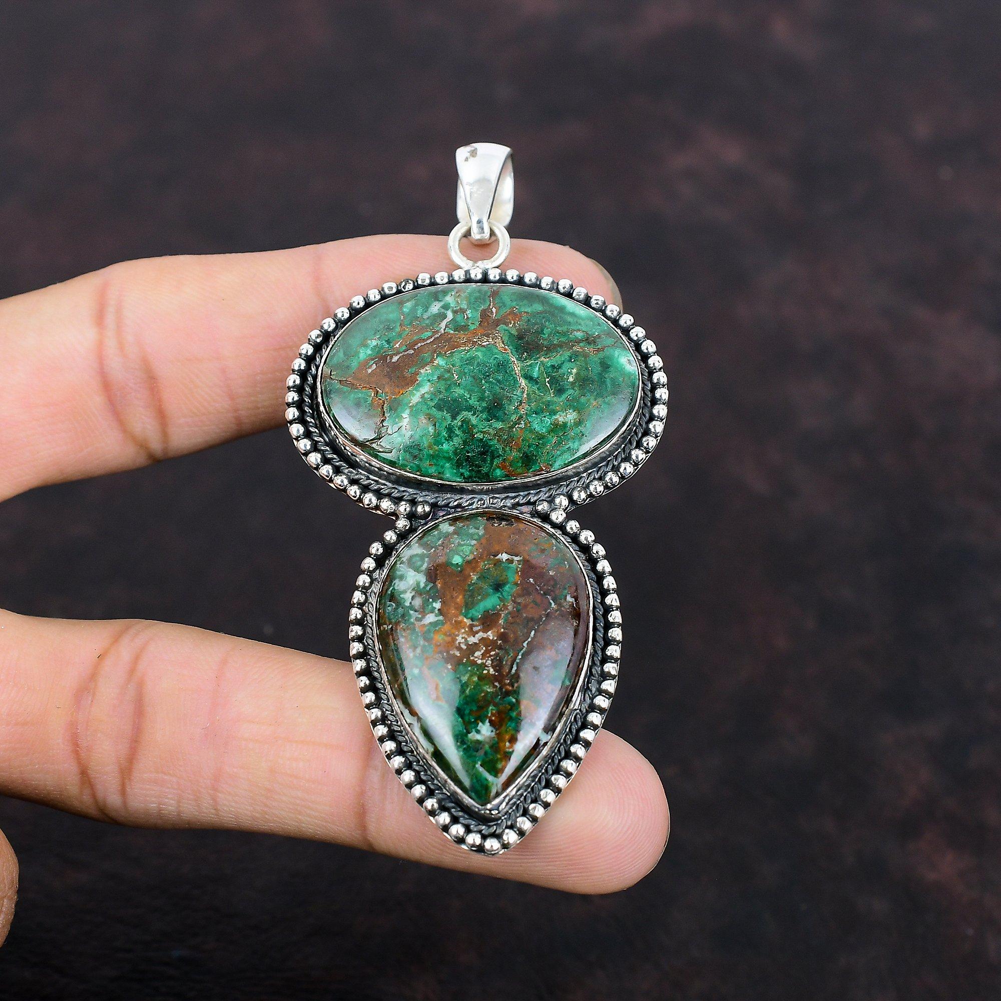Cuprite Chrysocolla Pendant 925 Sterling Silver Pendant Gemstone Jewelry Vintage Pendant Handmade Ethnic Pendant Gift For Mom Dainty Jewelry