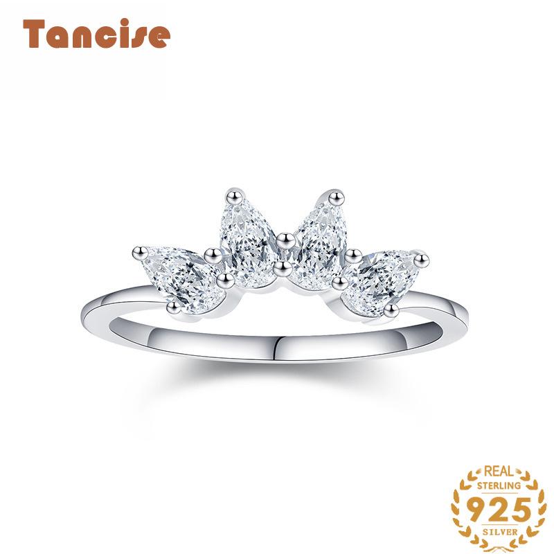 Tancise Bague classique en argent Sterling 925 et Zircon, bijoux pour dames, cadeau de fête de promesse de mariage