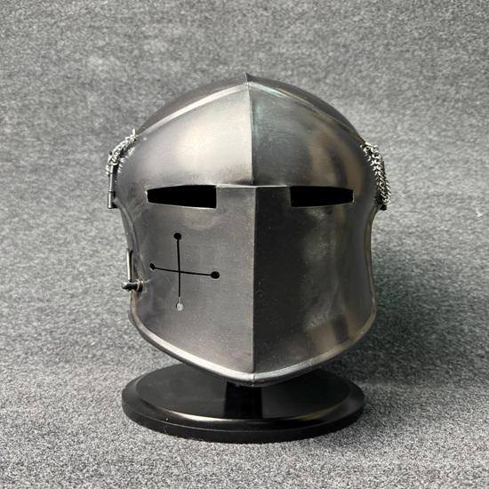 Barbuta Helmet with Stand 18g Mild Steel Medieval Knight Armor LARP Cosplay Costume Barbuta Visored Warrior Helmet