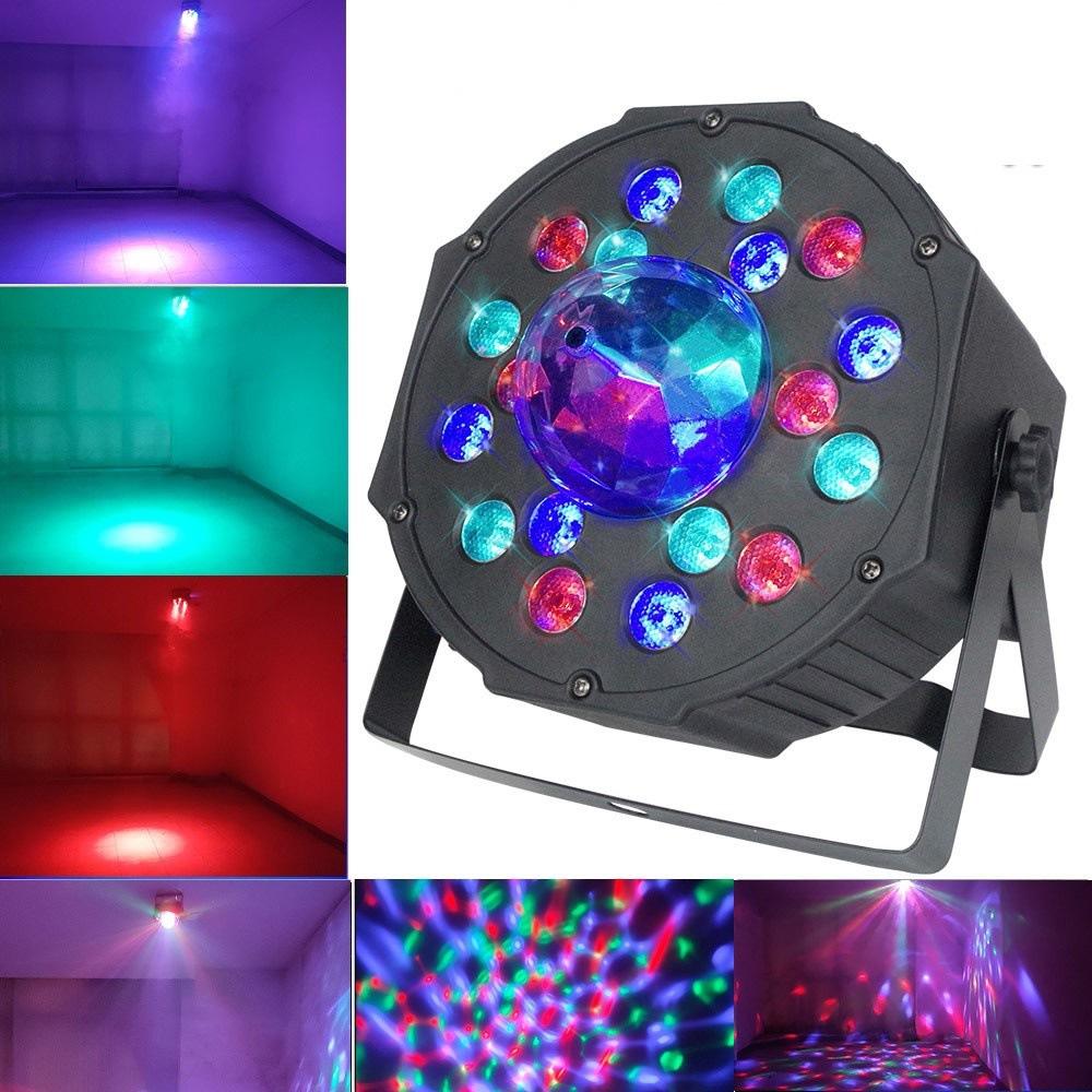 18 LED RGB Par Stage Light DMX512 Sound Activated Strobe Disco Lamp for DJ Bar Club Christmas Wedding Party Lighting Decor