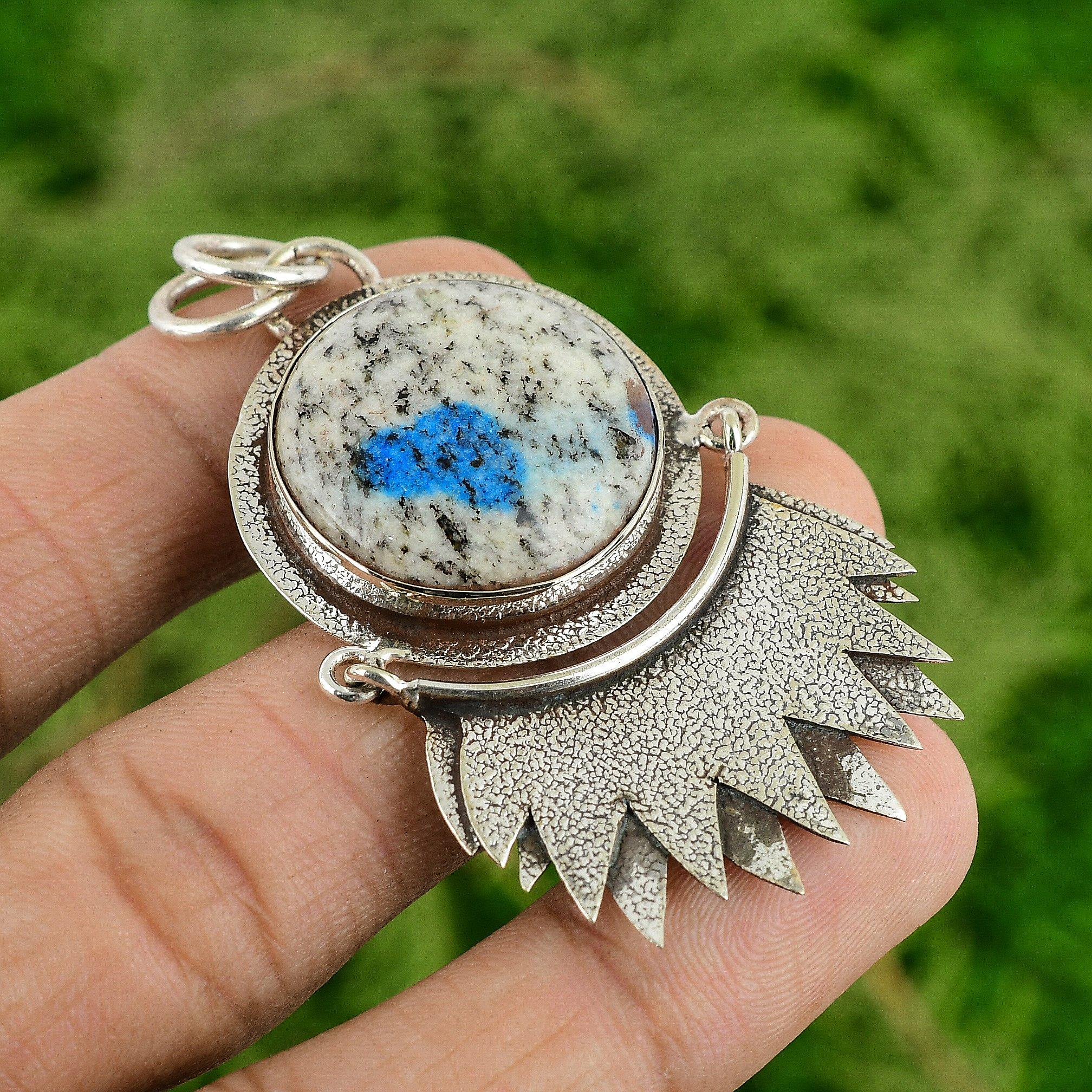 Daughters Day Sale Round K2 Jasper Stone 925 Sterling Silver Sister New Pendant