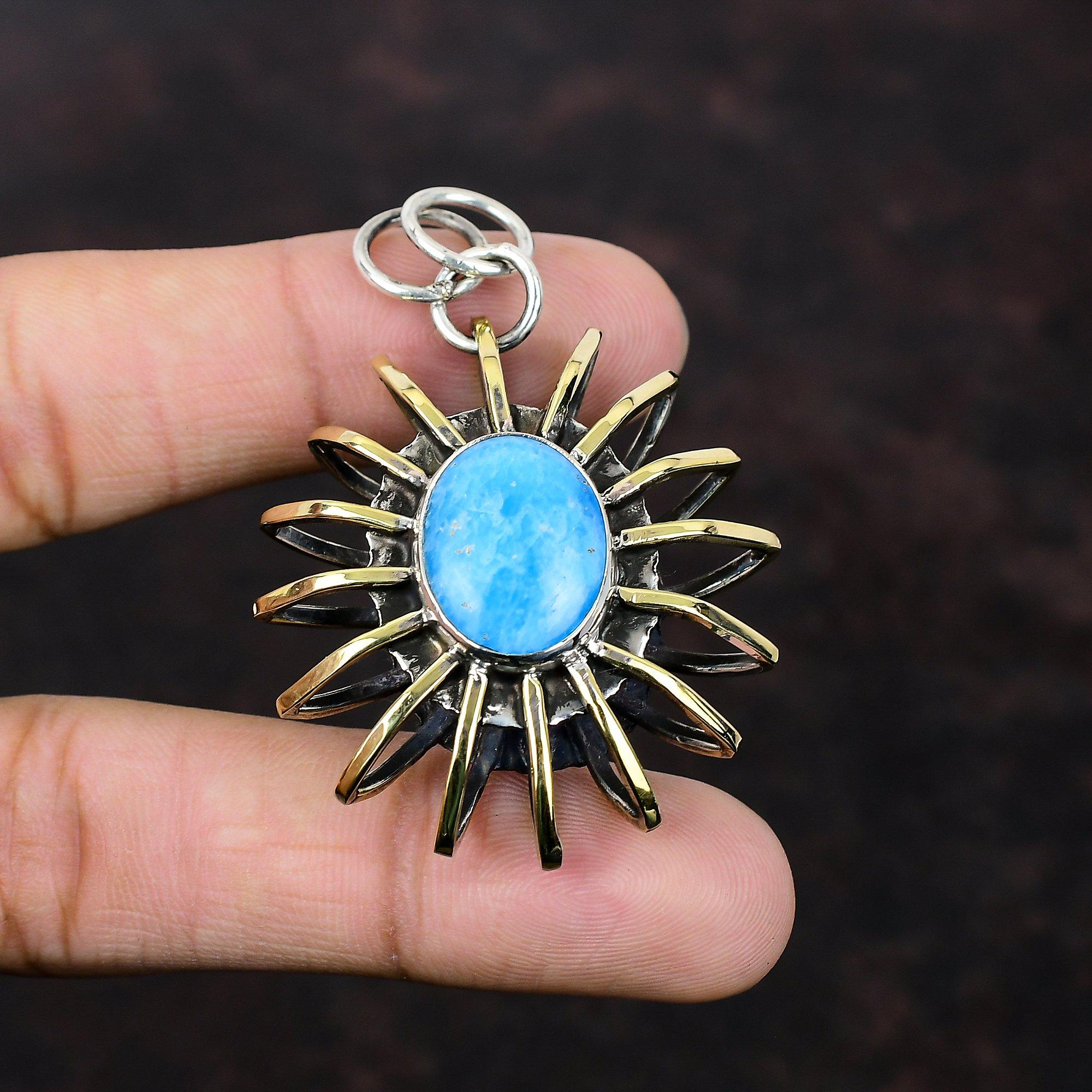 Pandantiv Smithsonite Pandantiv din argint Sterling 925 Bijuterii cu pietre prețioase lucrate manual Pandantiv placat cu aur de 18K Cadou pentru soție Bijuterii Cușcă Pandantiv uimitor