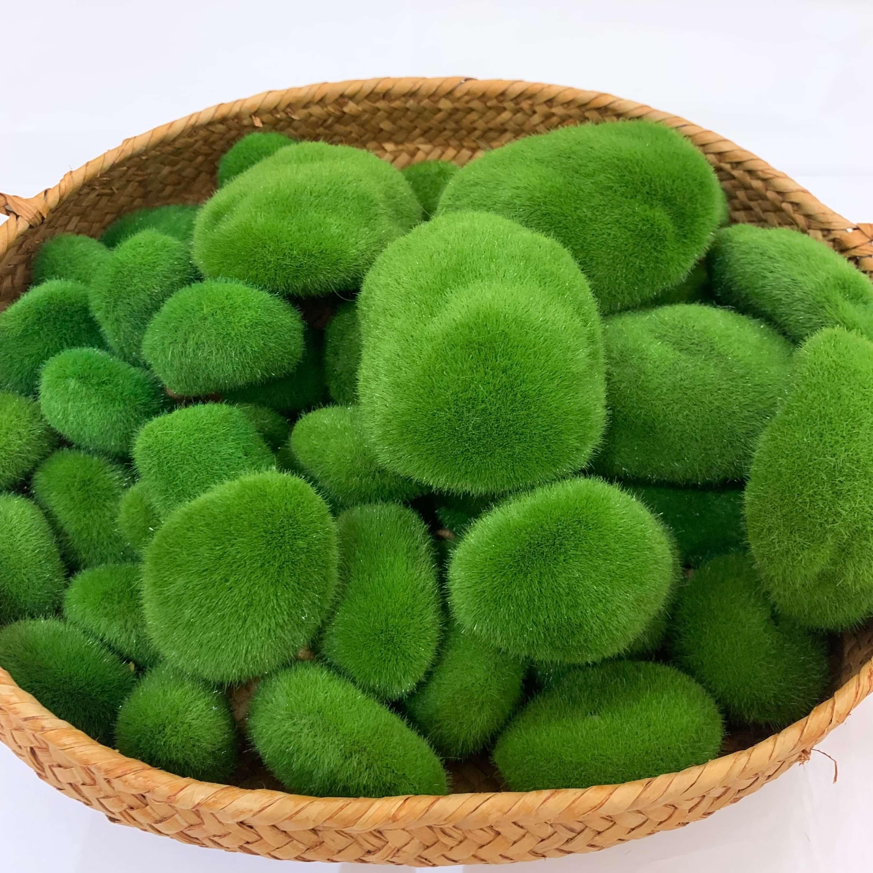 40pcs Artificial Moss Balls, Microfiber Faux Greenery Decorative Stones for Home Decor, Vase & Table Accents, Planter Embellishments,Party Decor