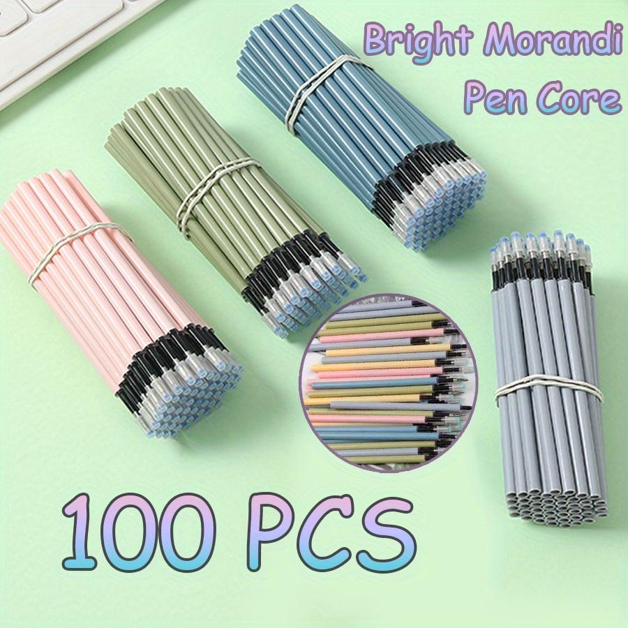 100pcs 0.5mm Vivid Morandi Black Scalable K35Pen Core Lagre Capacity Replaceable Core Press Style Pen Student Essential Office Supplies Back School