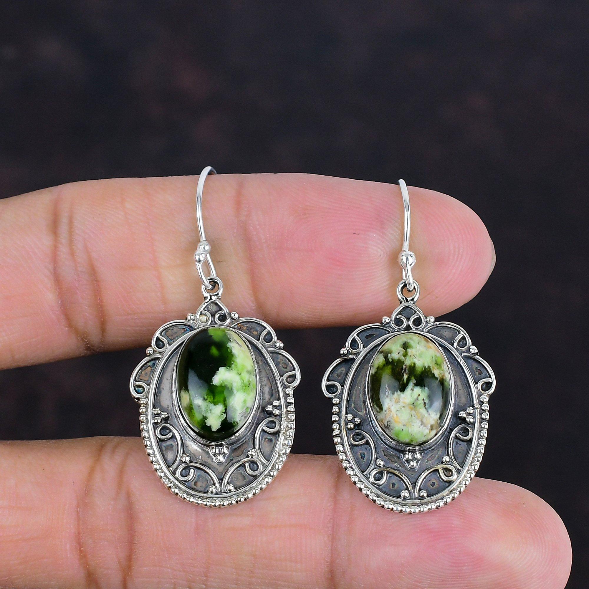 Australian Chrome Chalcedony Earring 925 Sterling Silver Earrings Vintage Earring Stylish Jewelry Handmade Gemstone Earring Gifts For Mother