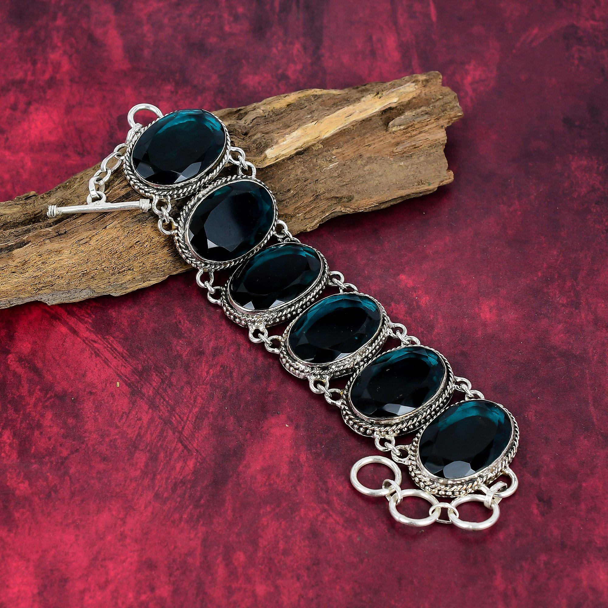 Wunderschönes Indicolit Edelstein Armband 925 Sterling Silber Armband, handgemachtes verstellbares Kettenarmband Schmuck, Edelstein Armband Geschenk für Frau