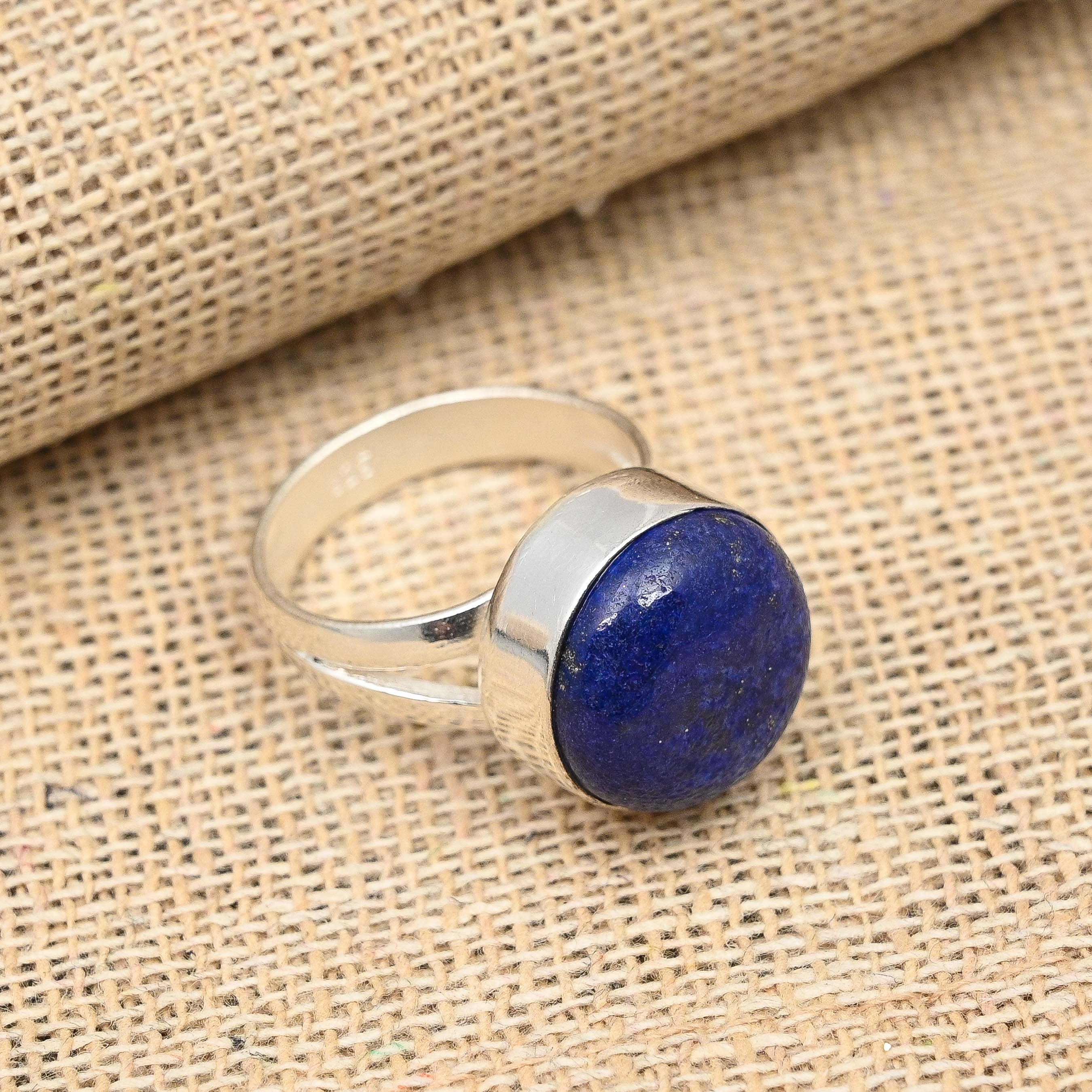 Håndlaget 925 sterlingsølvring med lapis lazuli-edelsten til jul