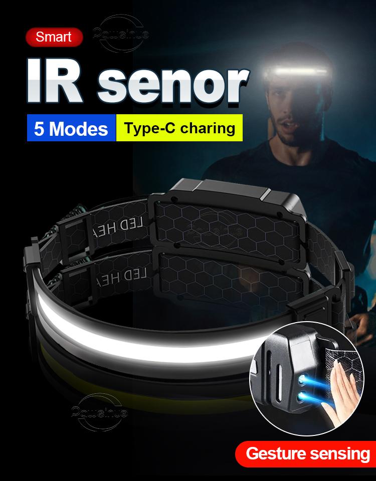 Dual Lights Headlamp 5000LM Headlight Smart Sensor Head Lantern Portable Work Light Waterproof Head Flashlight