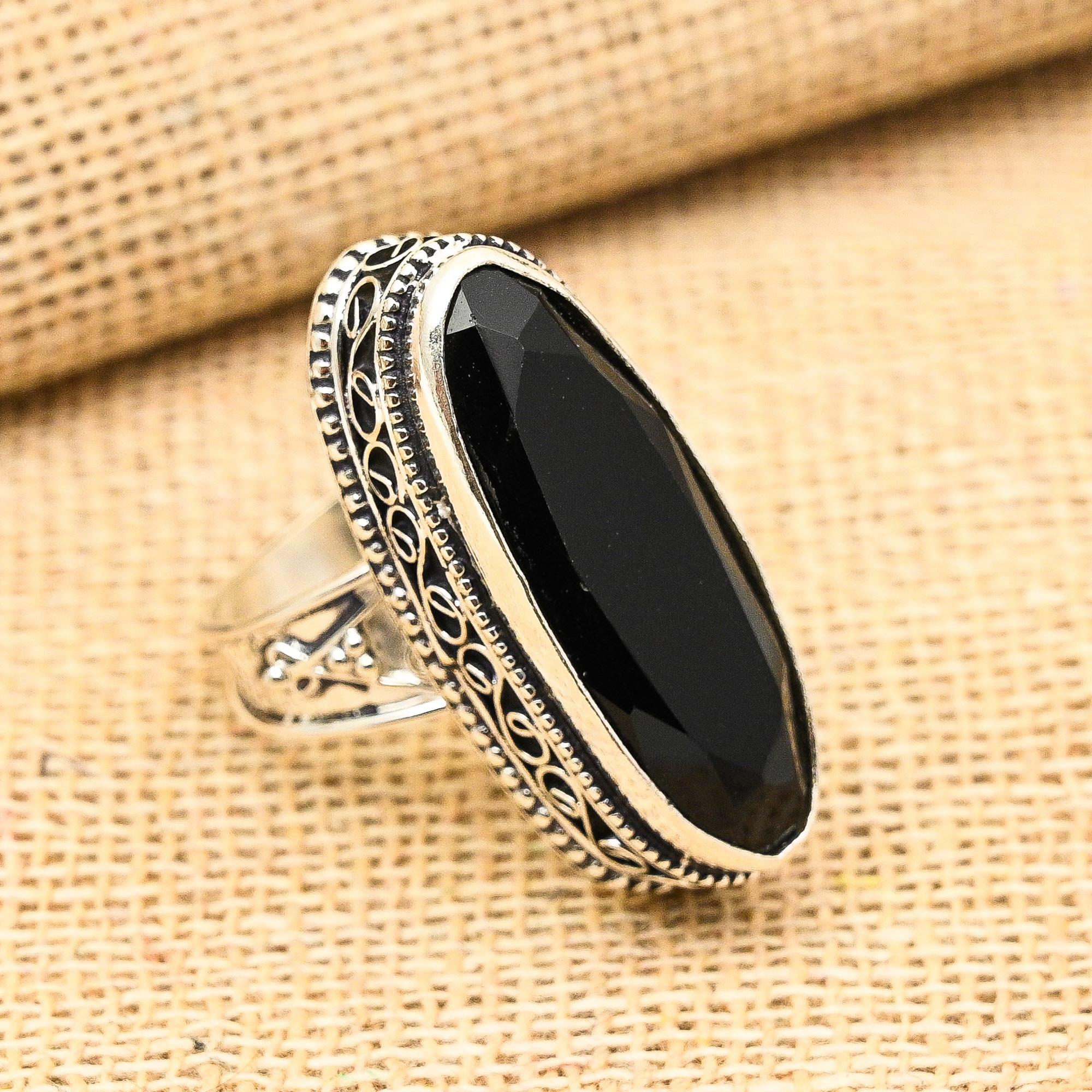 Black Spinel Gemstone Handmade 925 Sterling Silver Ring Jewelry For Engagement Gift