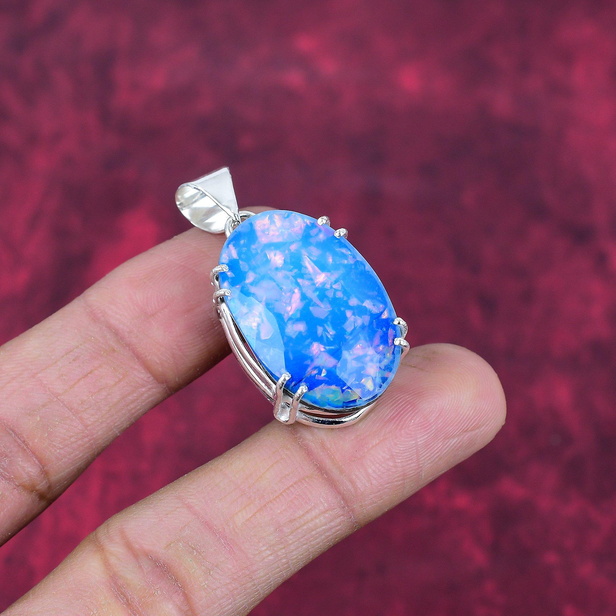 Pandantiv Opal Etiopian Bijuterii cu Piatră Prețioasă, Pandantiv din Argint Sterling 925 Masiv, Cadou Pentru Femei Pandantiv Făcut Manual