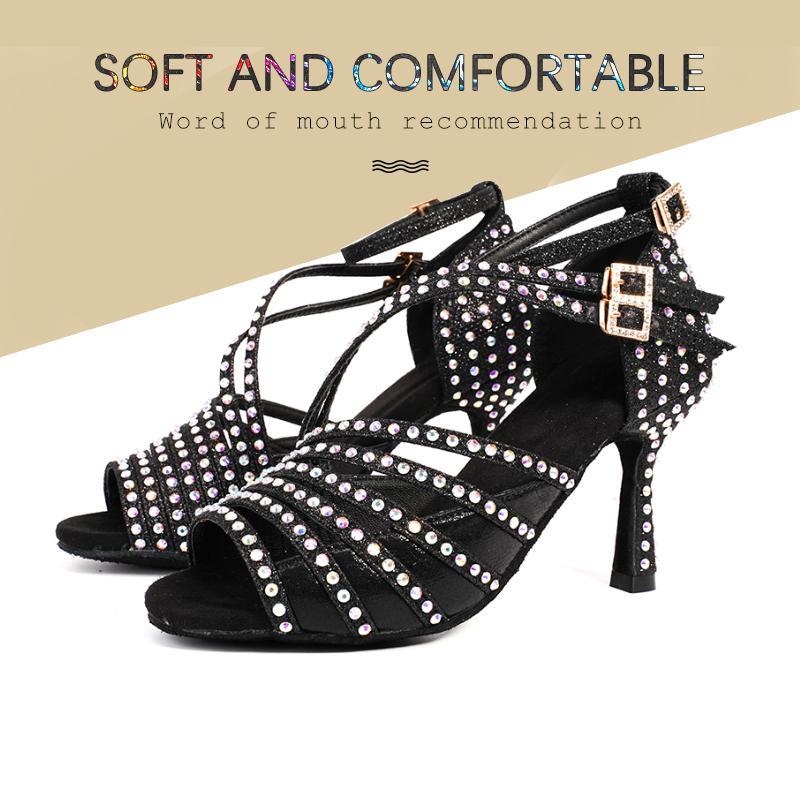 Diamond High Heel Dance Shoes Shiny Latin Tango Waltz Elegant Dance Shoes for Women