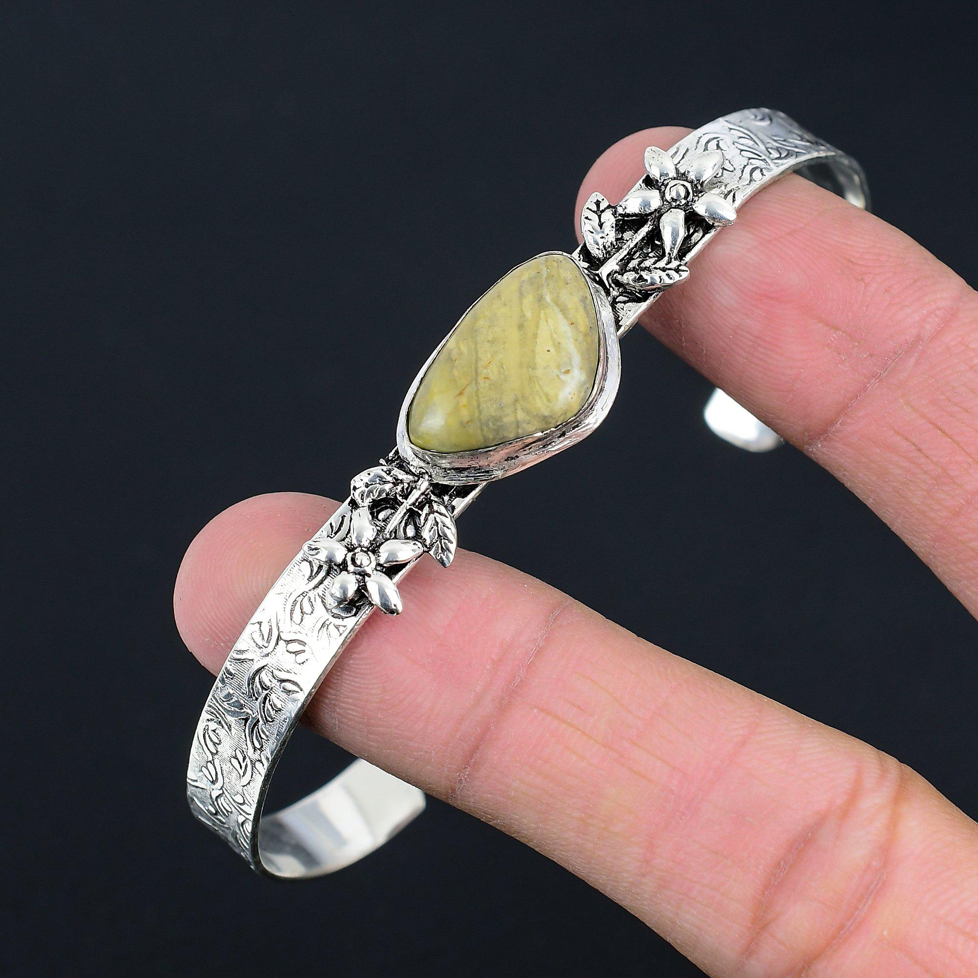 Natürlicher Polychromer Jaspis Jubiläums-Blumenarmreif Schmuck 925 Sterlingsilber