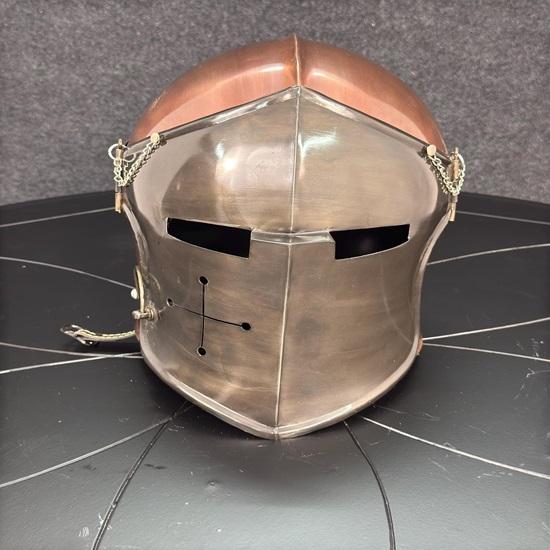 Double Tone Barbuta Helmet Medieval 18g Knight Armory Steel Helmet LARP Cosplay Halloween Costume, Wearable Helmet Best Gift For Him