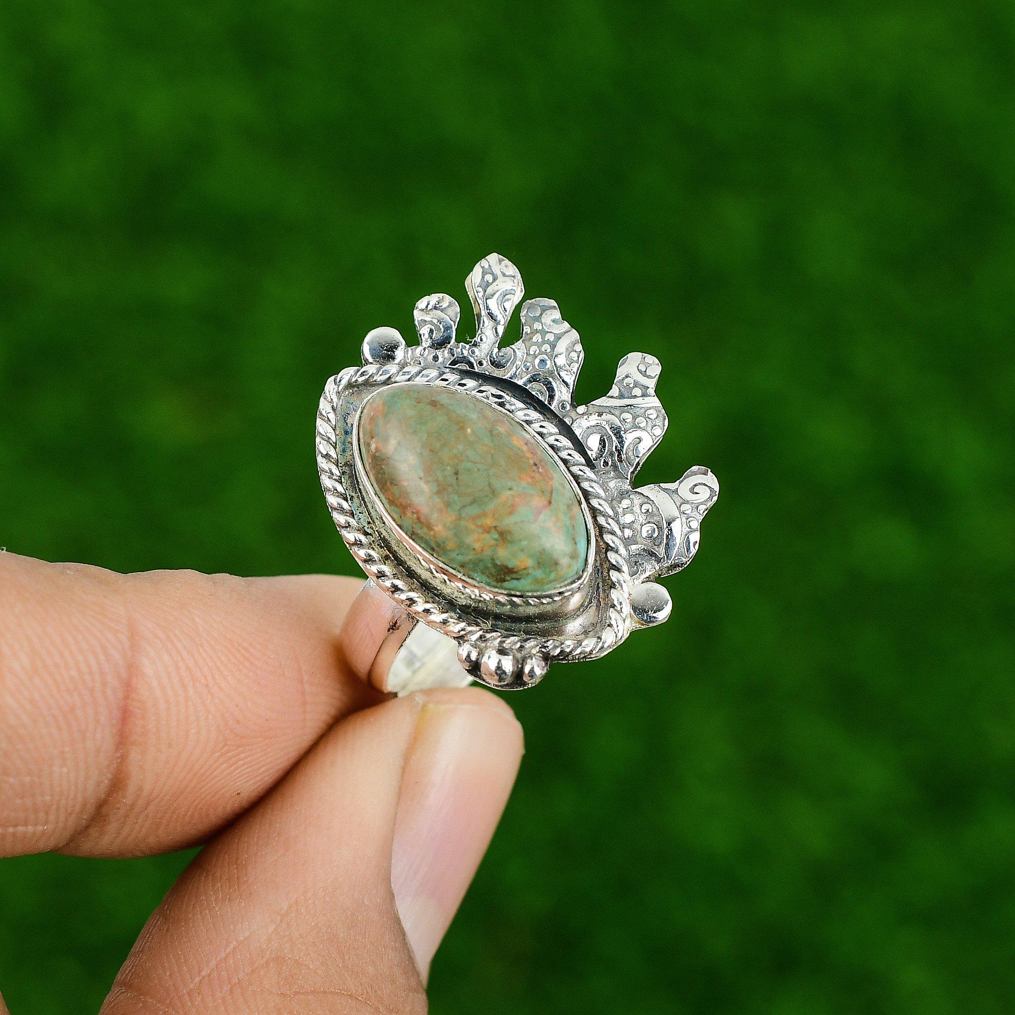 Gift For Her 925 Silver Natural Tibetan Turquoise Stackable Adjustable Ring