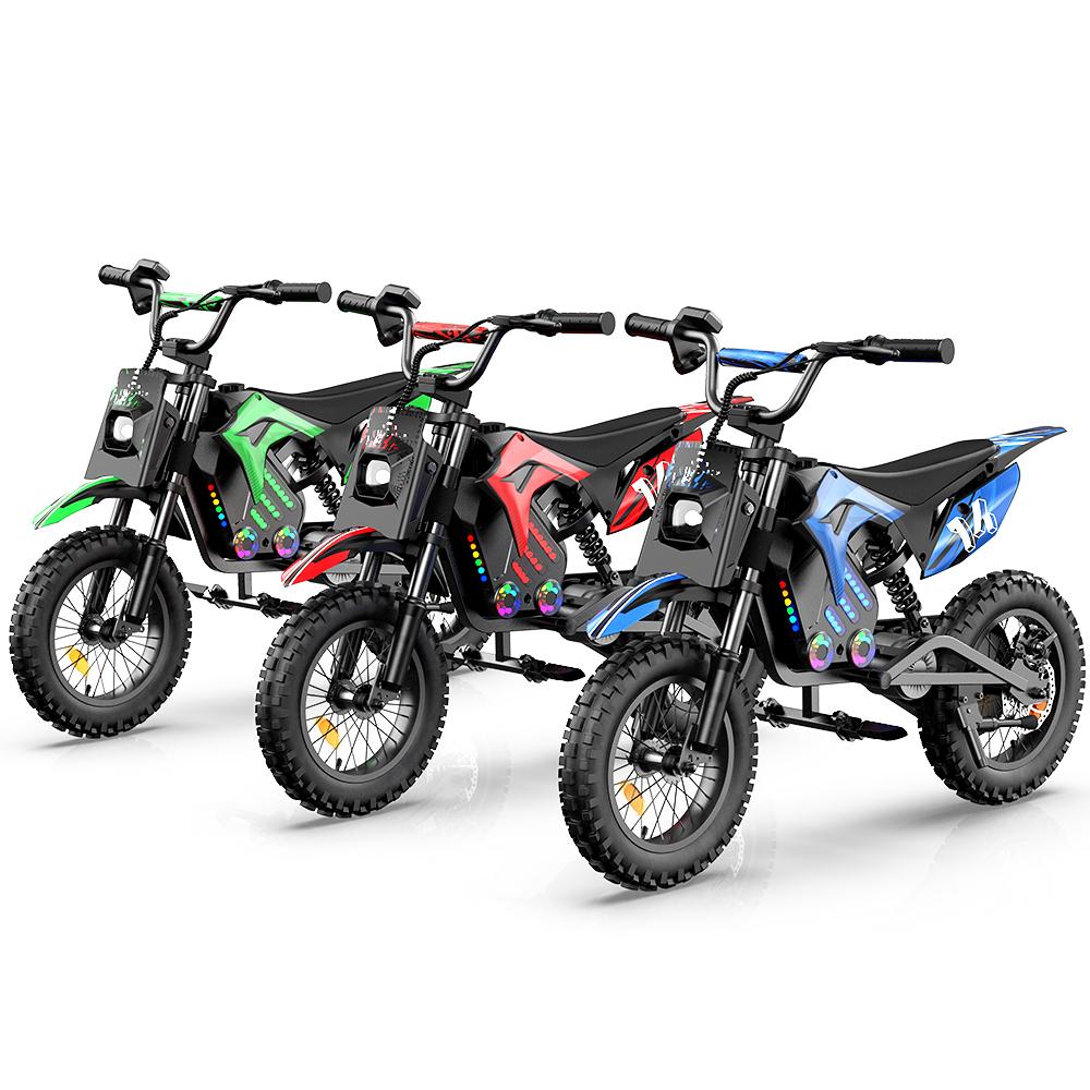 A14 Dětská ELEKTRICKÁ DIRT BIKE 14 palců 500W Motor 36V5.2Ah Baterie Dojezd 20-22 km Tlumení nárazů, Bluetooth LED světla