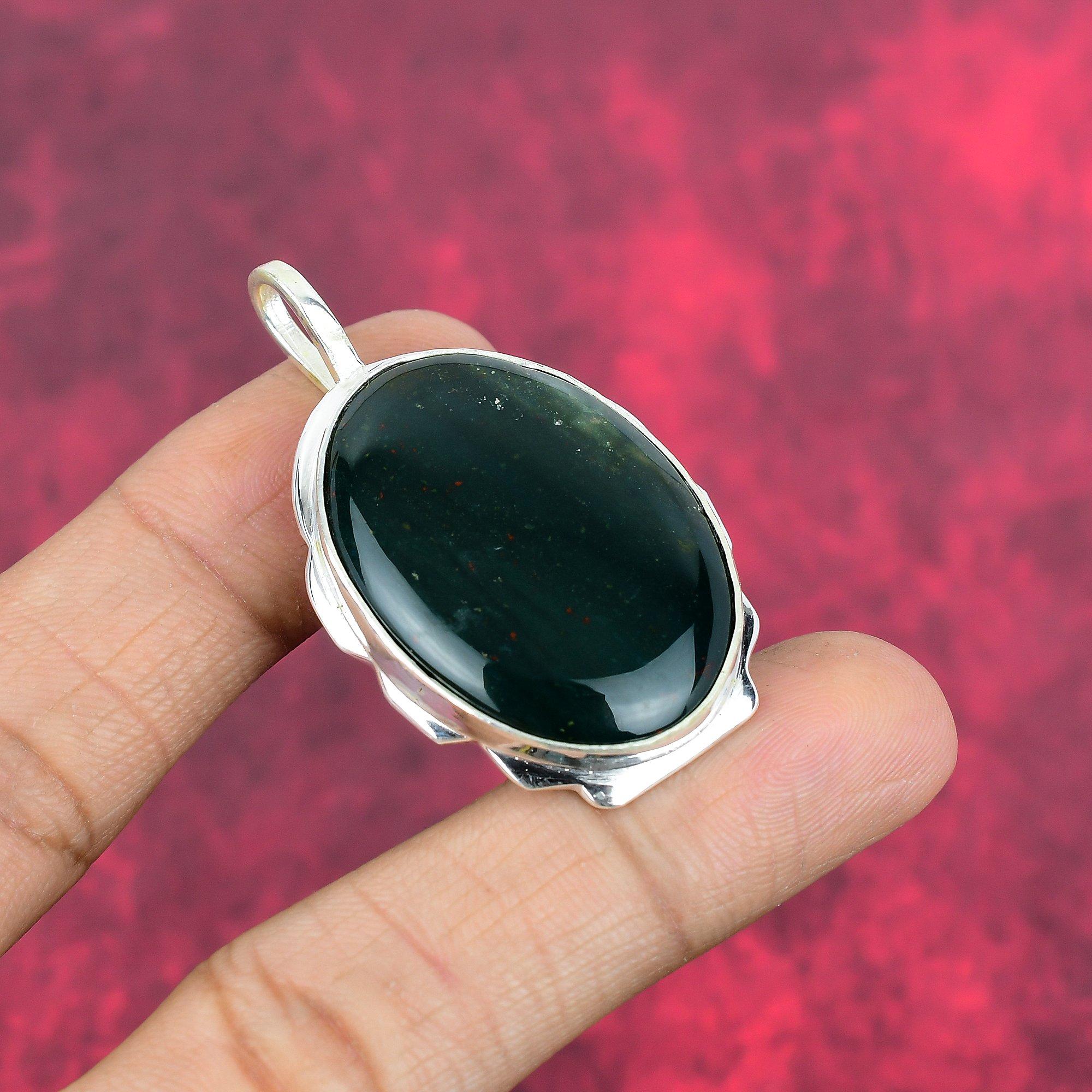 Moss Agate Pendant, Gemstone Jewelry 925 Solid Sterling Silver Pendant, Gift For Women Handmade Pendant