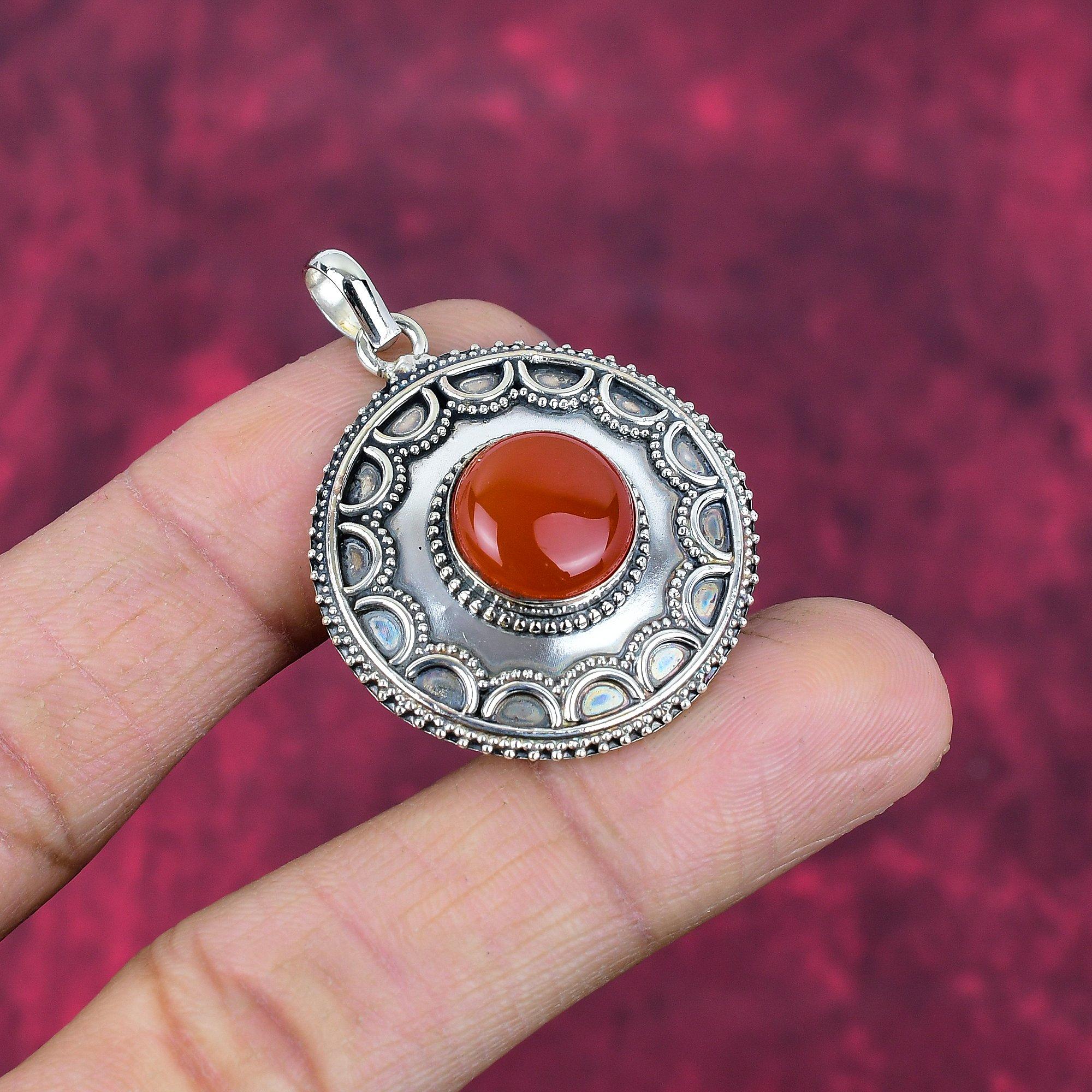 Carnelian 925 Solid Sterling Silver Pendant, Handmade Gemstone Pendant Jewelry, Gifts For Wife Brand New Pendant