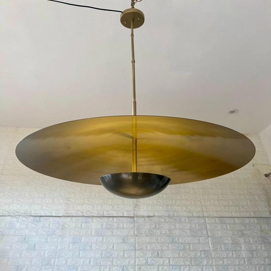 Brass Dish Pendant Light Modern Hanging Ceiling Lamp for Living Room, Dining Room, Kitchen Gold Dome Light Fixture for Home Décor