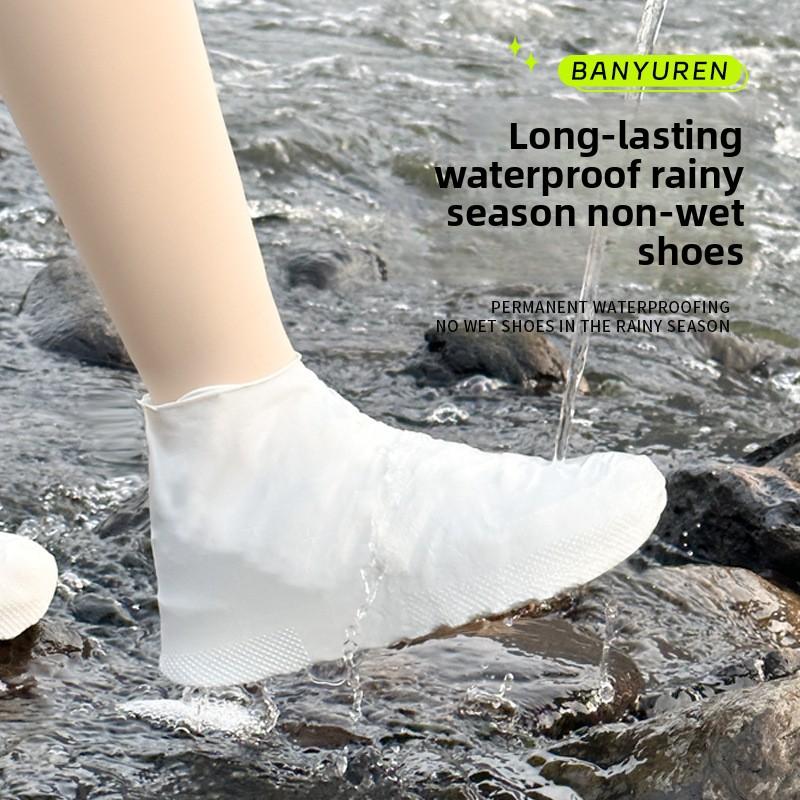 1 Pair Latex Rain Boot Overshoes Travel For Outdoor Use Latex Waterproof Shoe Covers Rainy Day Non-slip Reusable Foot Cover