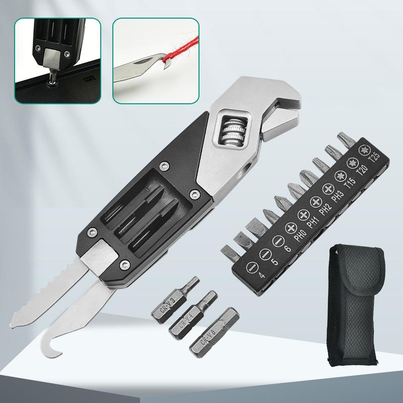 Stainless Steel Adjustable Wrench Folding Allen Wrench Multifunction Wrench with Screws