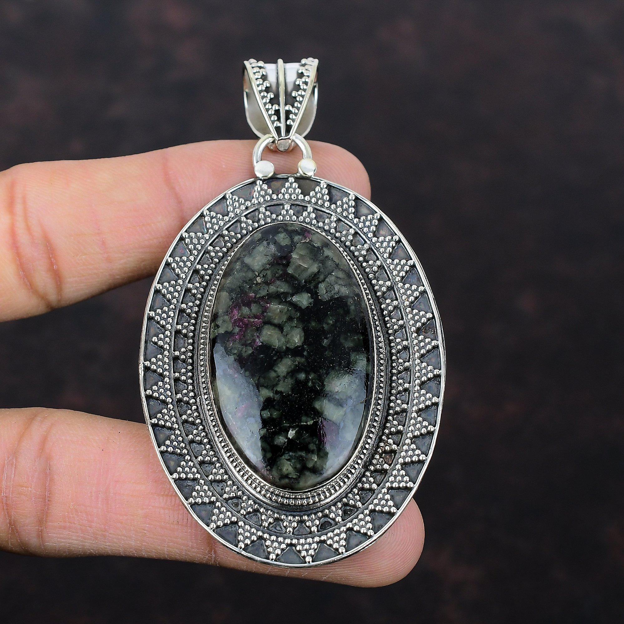 Eudialyte Pendant Handmade Pendant Vintage Pendant Eudialyte Gemstone Jewelry 925 Sterling Silver Pendant Unique Design Jewelry Gift For Him