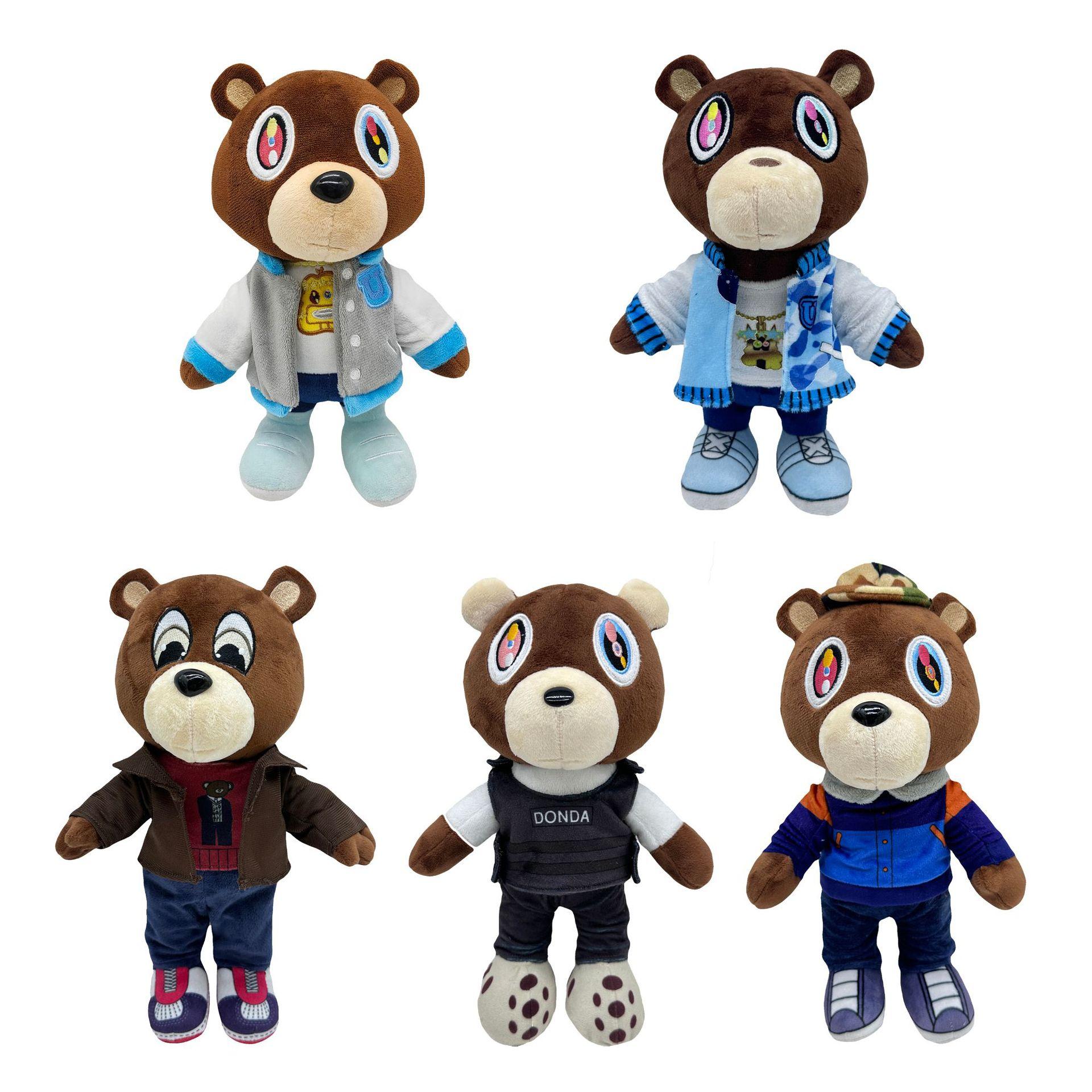 Kawaii Kanye Teddy Bear Plysj Leke Tegneserie Dyr Utstoppet Dukke Julebursdagsgaver til barn Barn