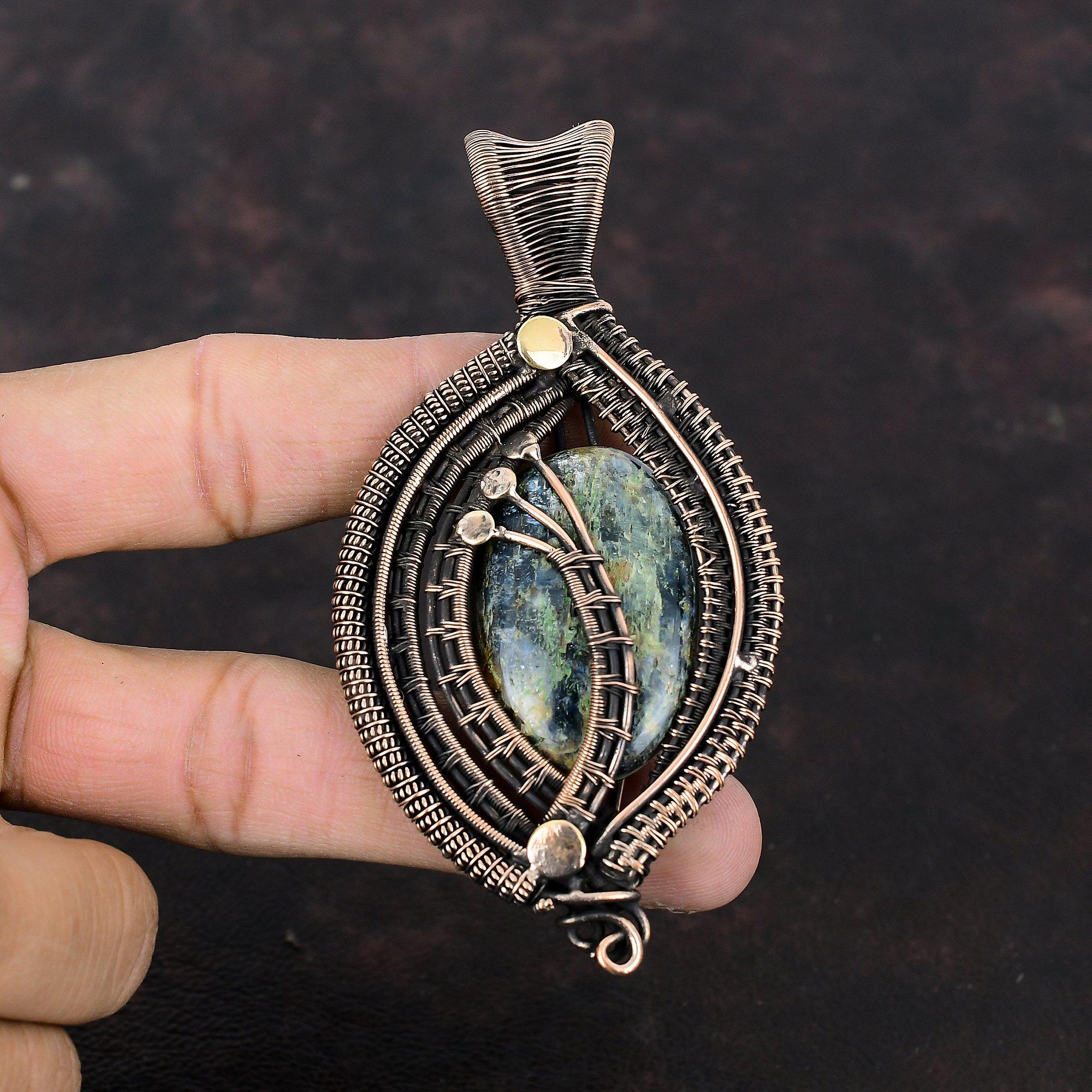Kyanite Pendant Copper Wire Wrapped Pendant Handmade Kyanite Jewelry Gemstone Pendant Copper Wire Wrap Jewelry Wedding Gift Unique Pendants