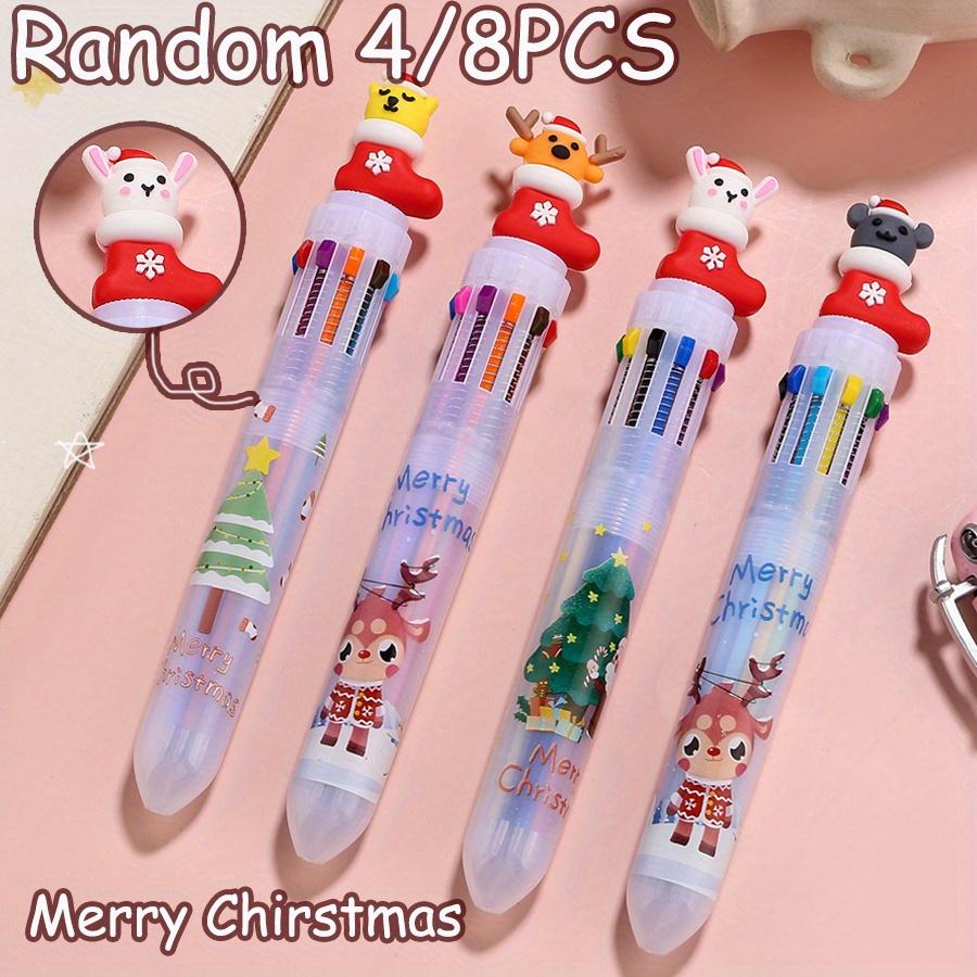 4/ 8 PCS Christmas Boots Elf Extendable Ballpoint Pen Set with A Fine Tip of 0.7mm 10 Colored Ink Holiday Gift Giving, Exam Prize Office Signature Pen