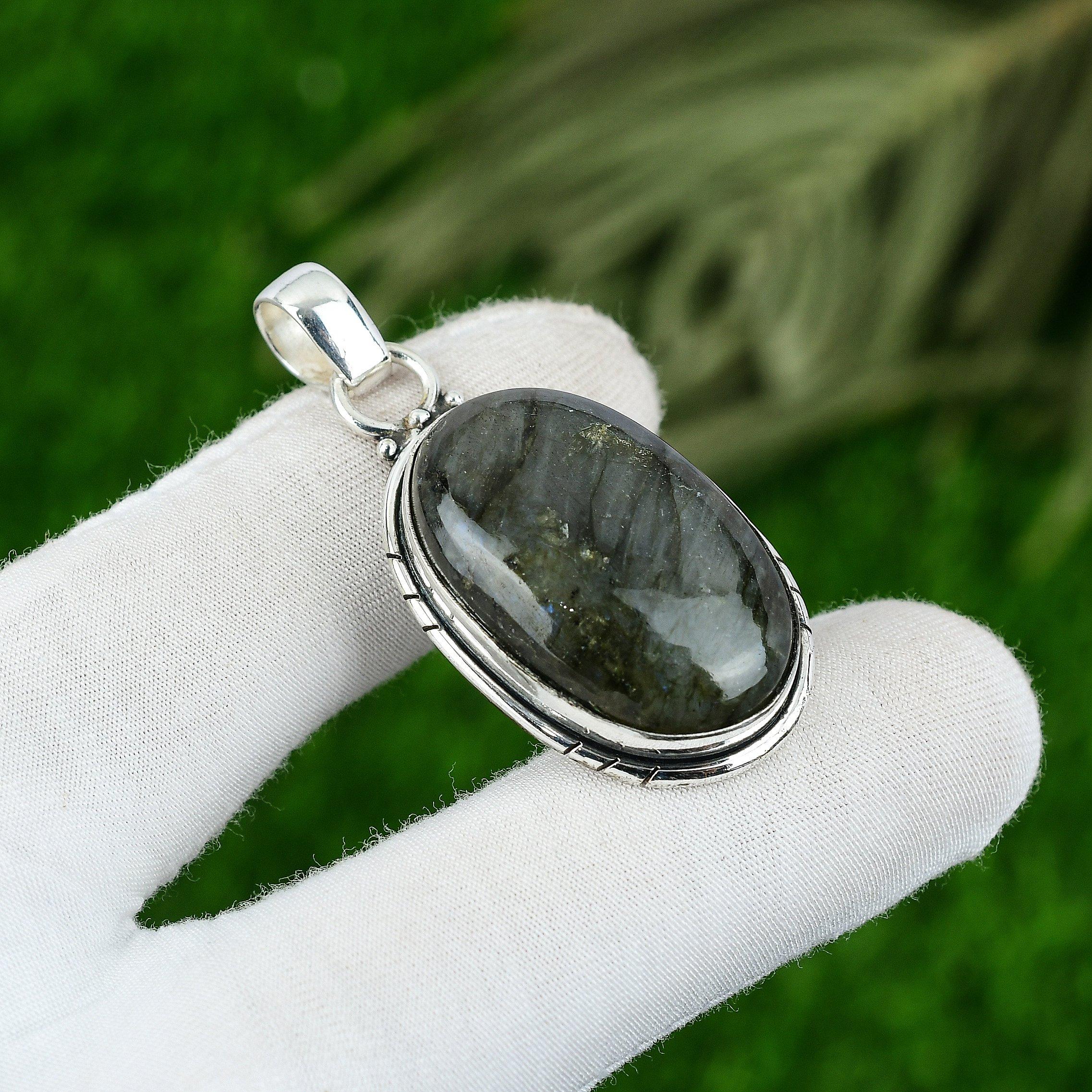 Labradorite Gemstone Third Eye Chakra Artisan Pendant Jewelry Sterling Silver