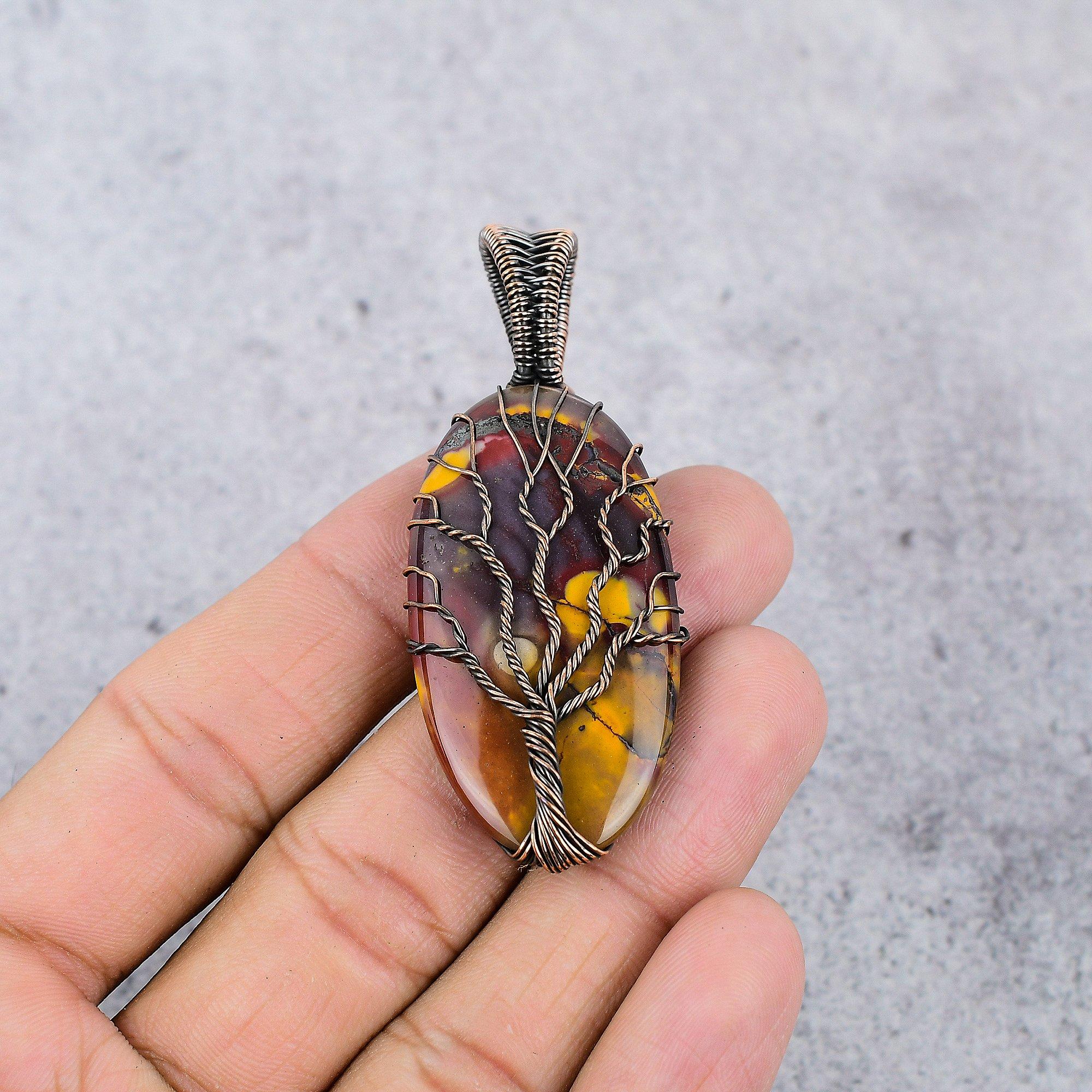 Tree Of Life Mookaite Pendant, 999 Copper Wire Wrapped Gemstone Jewelry, Handmade Pendant, For Thanksgiving