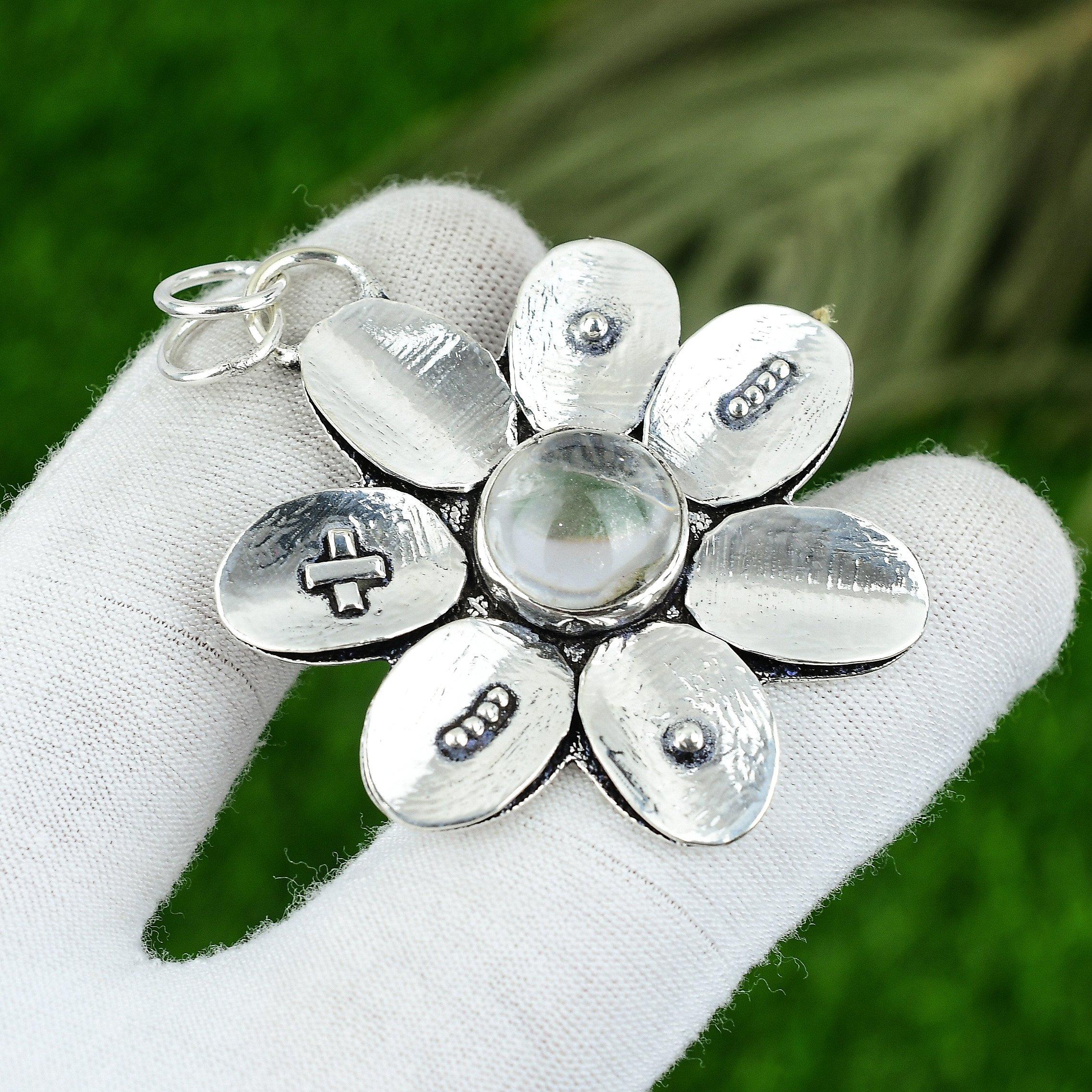 Natural White Topaz Gemstone Pendant 925 Sterling Silver Jewelry For Girls