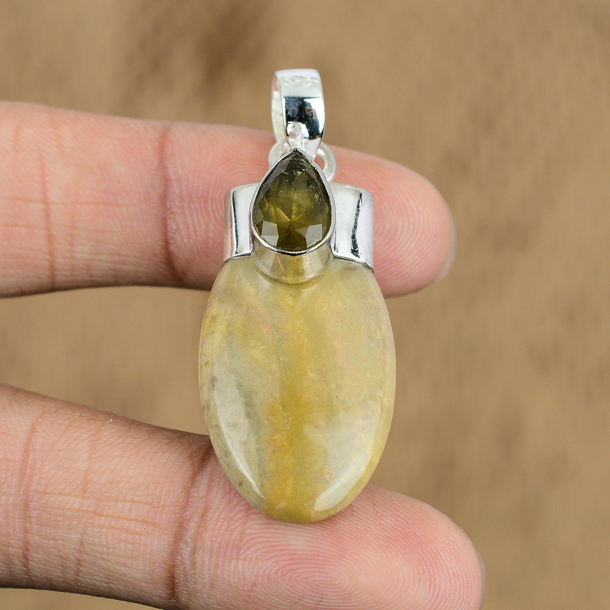 Natural Picture Jasper Gemstone Pendant 925 Sterling Silver Jewelry For Women