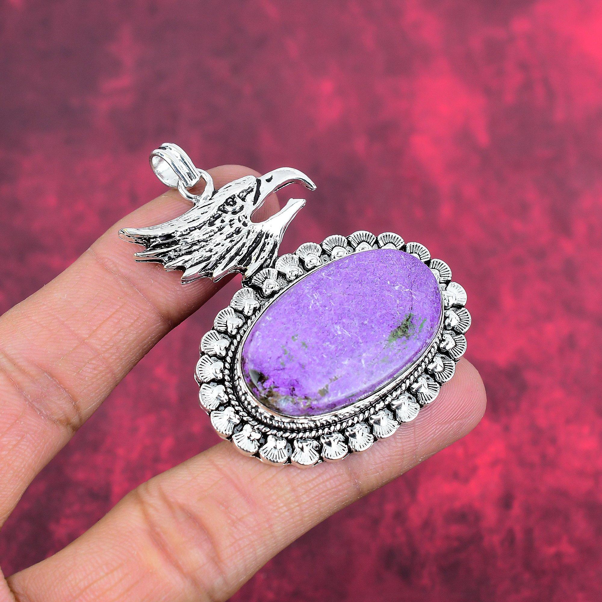 Purpurite Jewelry, 925 Solid Sterling Silver Pendant Handmade Gemstone Jewelry, Gifts For Wife Brand New Pendant