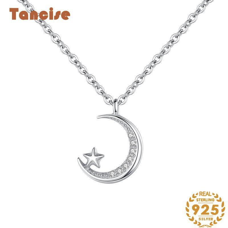Tancise S925 Sterling Silber Stern Mond Halskette Damen Japan und Südkorea Micro Intarsien Halskette Schlüsselbein Kette Ins Anhänger Halskette