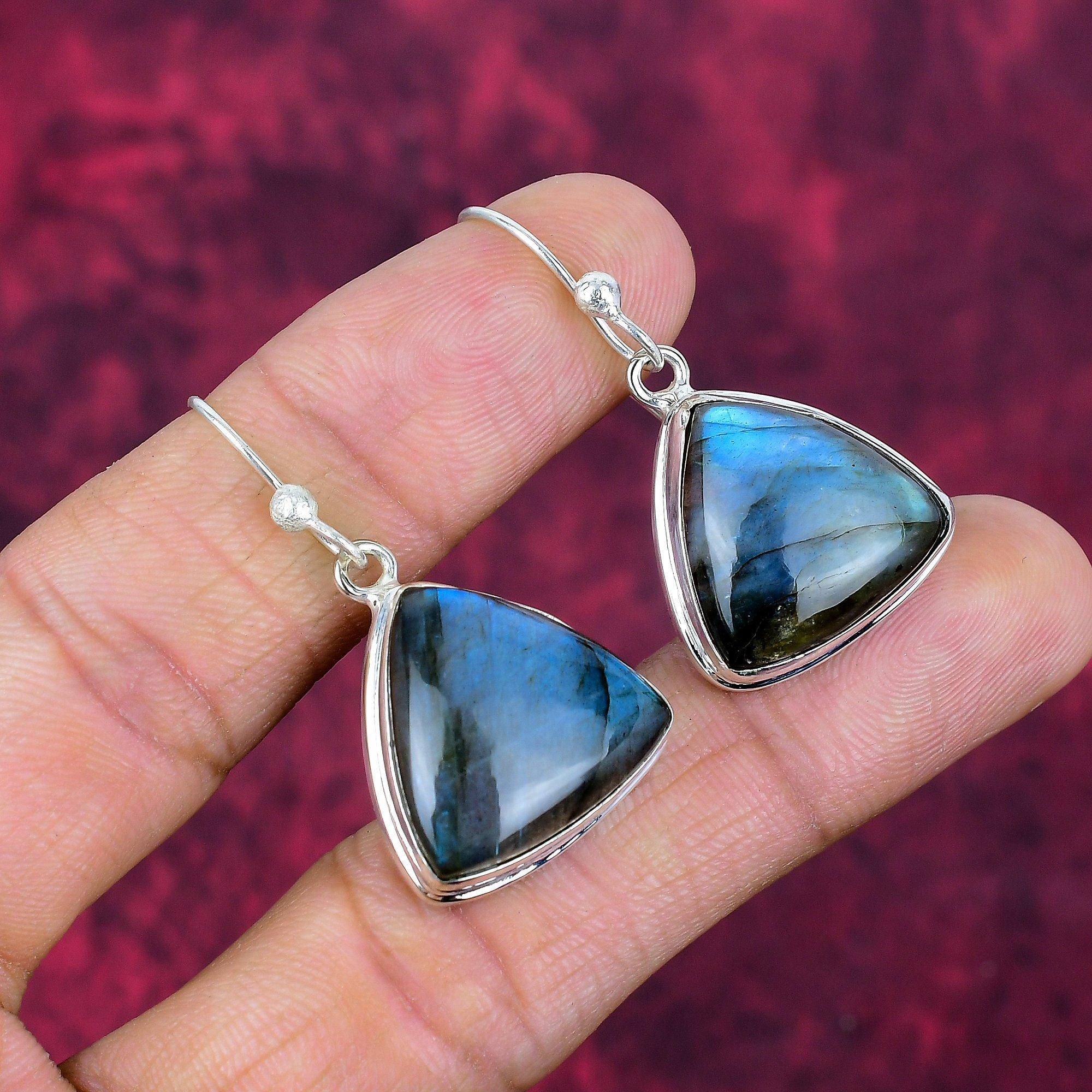Labradorit 925 Sterling Silber Ohrringe, handgefertigte Edelstein Ohrringe Schmuck, Geschenke für Frau Brandneue Ohrringe