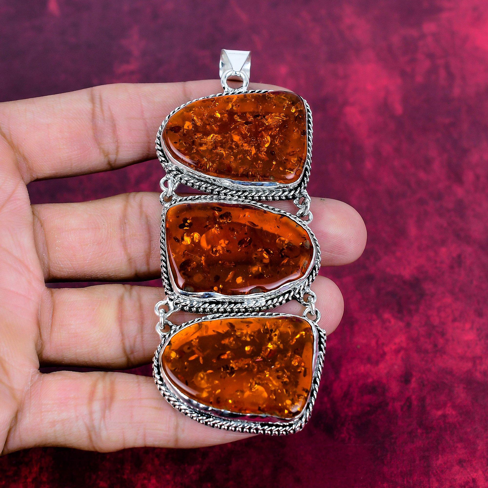 Baltic Amber Pendant, 925 Solid Sterling Silver Gemstone Jewelry, Handmade Pendant Gift For Love