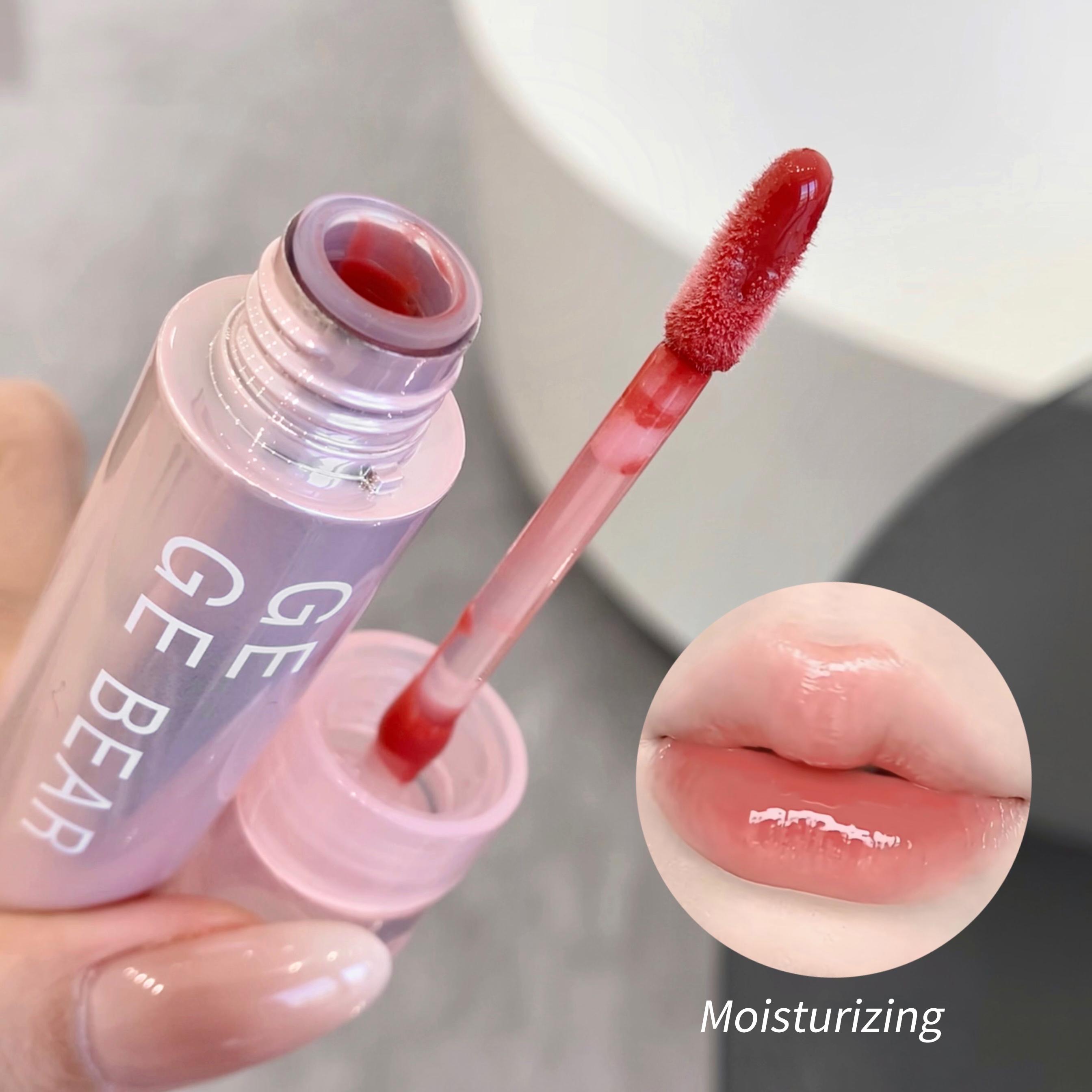 GEGE BEAR Wasserspiegel-Lippenglasur, eistransparent, lang anhaltender Lipgloss, feuchtigkeitsspendend, glatt, lang anhaltender natürlicher Lippenstift