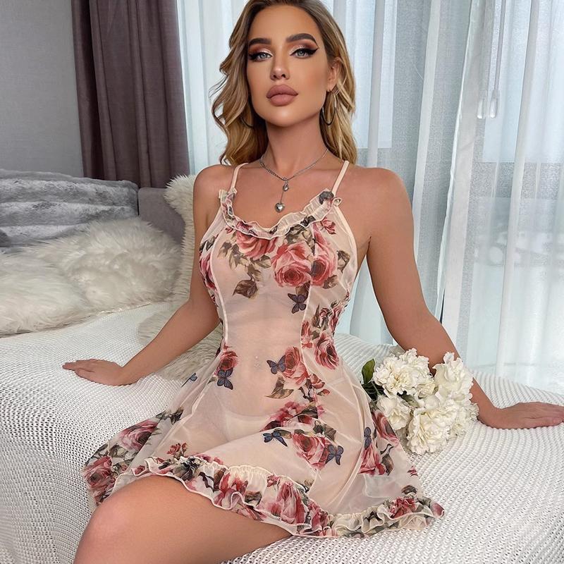 Women's Erotic Camisole Skirt Mesh Nightgown Sexy Lingerie